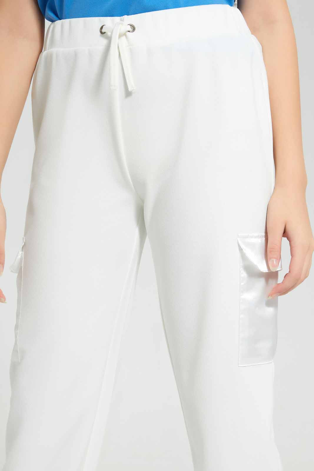 Redtag-Girls-White-Cargo-Pocket-Pants-Category:Trousers,-Colour:White,-Deals:New-In,-Filter:Senior-Girls-(8-to-14-Yrs),-GSR-Trousers,-New-In-GSR-APL,-Non-Sale,-Section:Girls-(0-to-14Yrs),-W22A-Senior-Girls-9 to 14 Years