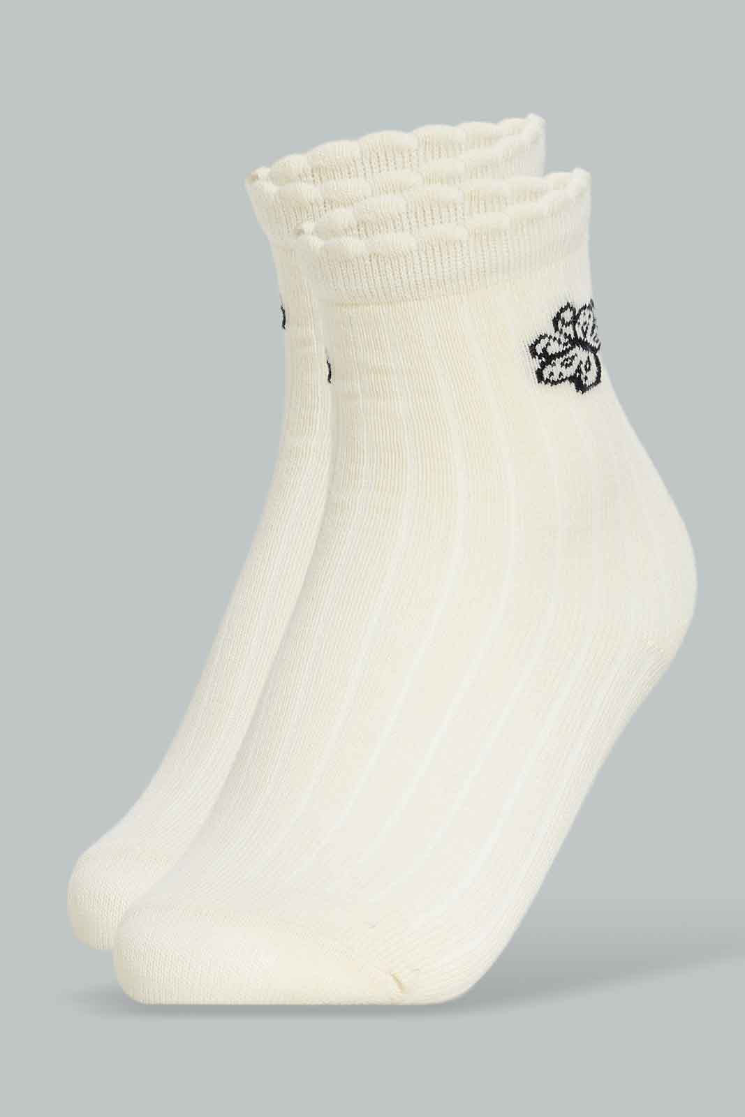 Redtag-Girls-3Pk-Crew-Glazer-Cream-365,-Category:Socks,-Colour:Assorted,-Deals:New-In,-Filter:Girls-(2-to-8-Yrs),-GIR-Socks,-New-In-GIR-APL,-Non-Sale,-Section:Girls-(0-to-14Yrs)-Girls-2 to 8 Years
