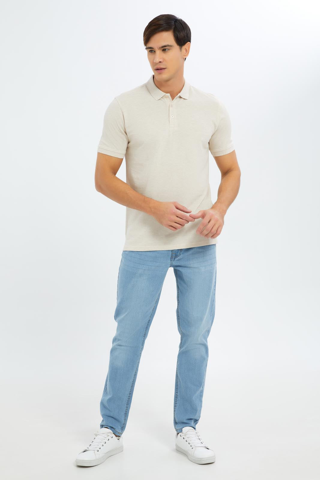 Redtag-Men-Ecru-Polo-Shirt-Category:Polo-T-Shirts,-Colour:Ecru,-Deals:New-In,-Dept:Menswear,-Filter:Men's-Clothing,-Men-Polo-T-Shirts,-New-In-Men-APL,-Non-Sale,-S23B,-Section:Men,-TBL-Men's-