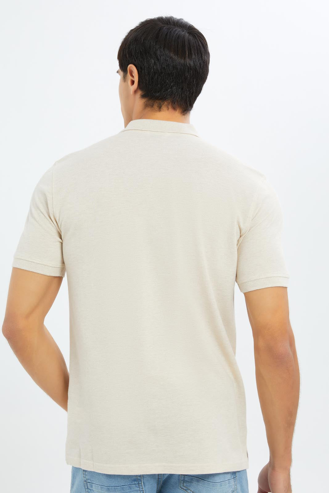 Redtag-Men-Ecru-Polo-Shirt-Category:Polo-T-Shirts,-Colour:Ecru,-Deals:New-In,-Dept:Menswear,-Filter:Men's-Clothing,-Men-Polo-T-Shirts,-New-In-Men-APL,-Non-Sale,-S23B,-Section:Men,-TBL-Men's-