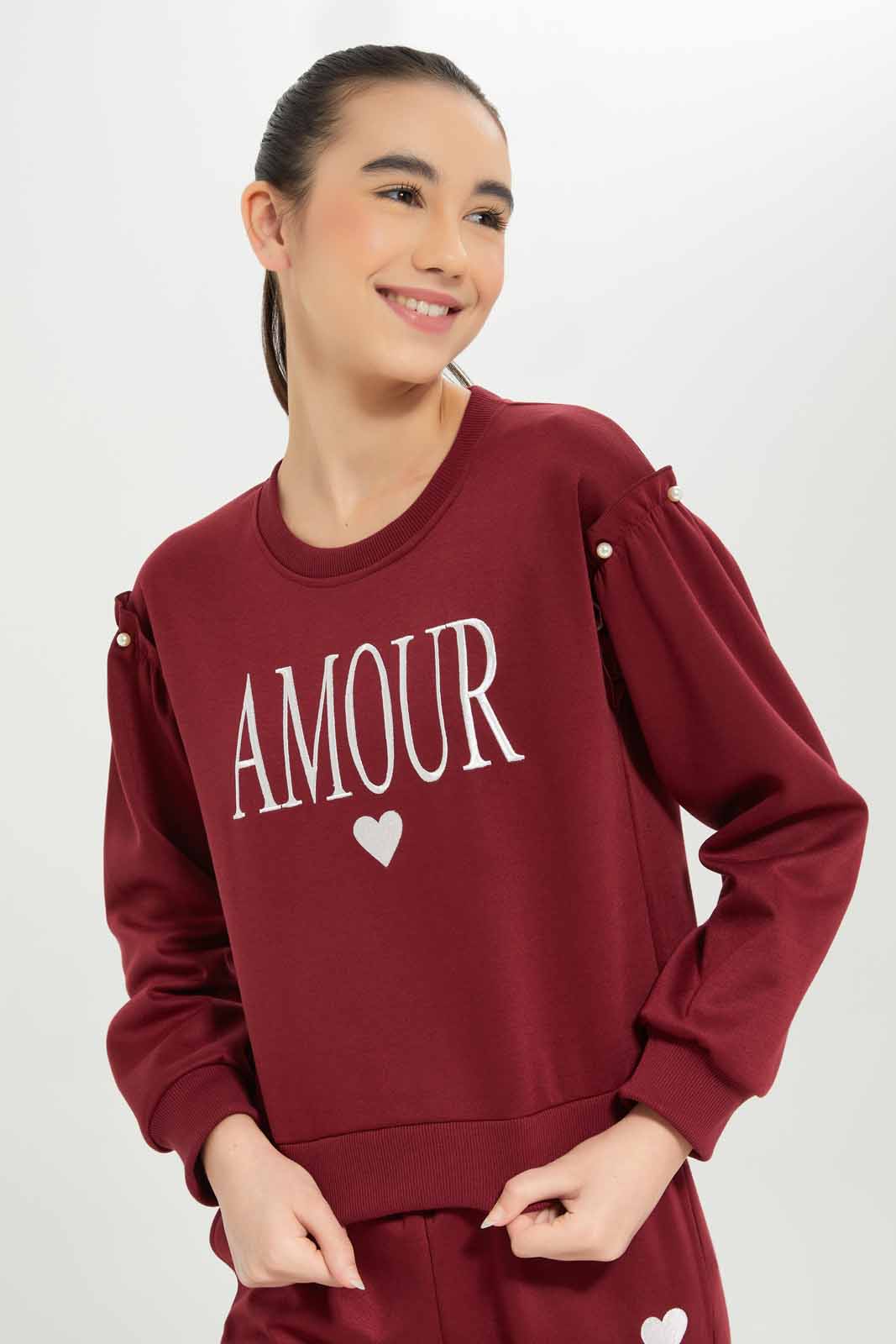 Redtag-Girls-Burgundy-Embroided-Pullon-Jogsuit-Category:Jog-Sets,-Colour:Burgundy,-Deals:New-In,-Dept:Girls,-Filter:Senior-Girls-(8-to-14-Yrs),-GSR-Jog-Sets,-New-In-GSR-APL,-Non-Sale,-Section:Girls-(0-to-14Yrs),-W22B--
