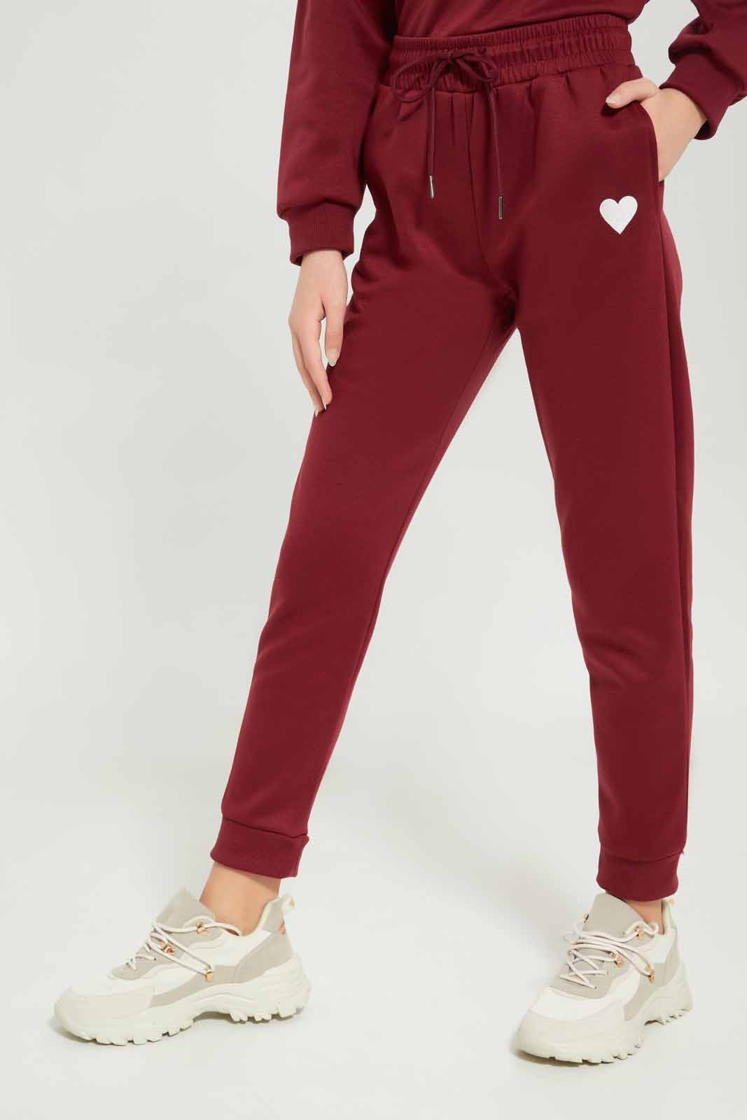 Redtag-Girls-Burgundy-Embroided-Pullon-Jogsuit-Category:Jog-Sets,-Colour:Burgundy,-Deals:New-In,-Dept:Girls,-Filter:Senior-Girls-(8-to-14-Yrs),-GSR-Jog-Sets,-New-In-GSR-APL,-Non-Sale,-Section:Girls-(0-to-14Yrs),-W22B--