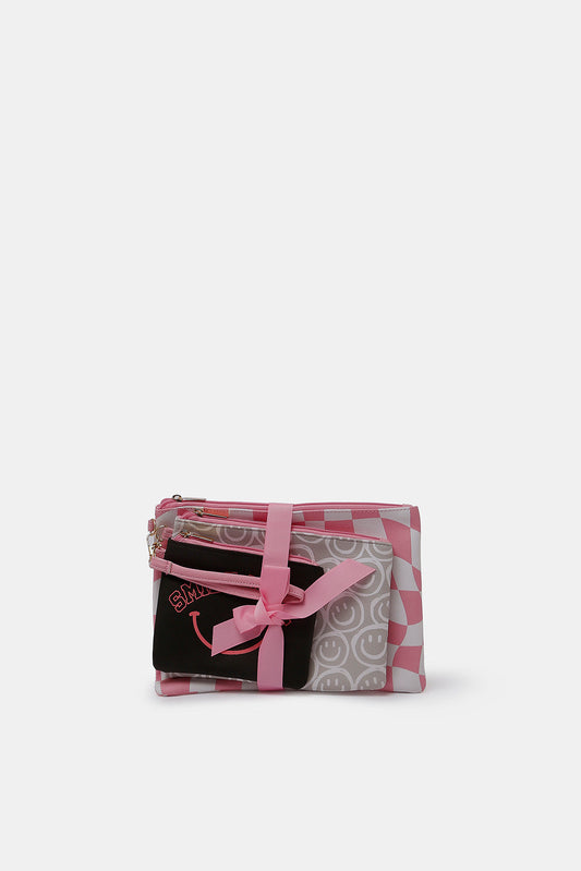 Redtag-Women-Assorted-Pouches-Set-(3Piece)-Category:Cosmetics,-Colour:Assorted,-Deals:New-In,-Dept:Ladieswear,-Filter:Women's-Accessories,-New-In,-New-In-Women-ACC,-Non-Sale,-S23A,-Section:Women,-Women-Cosmetics-Women-