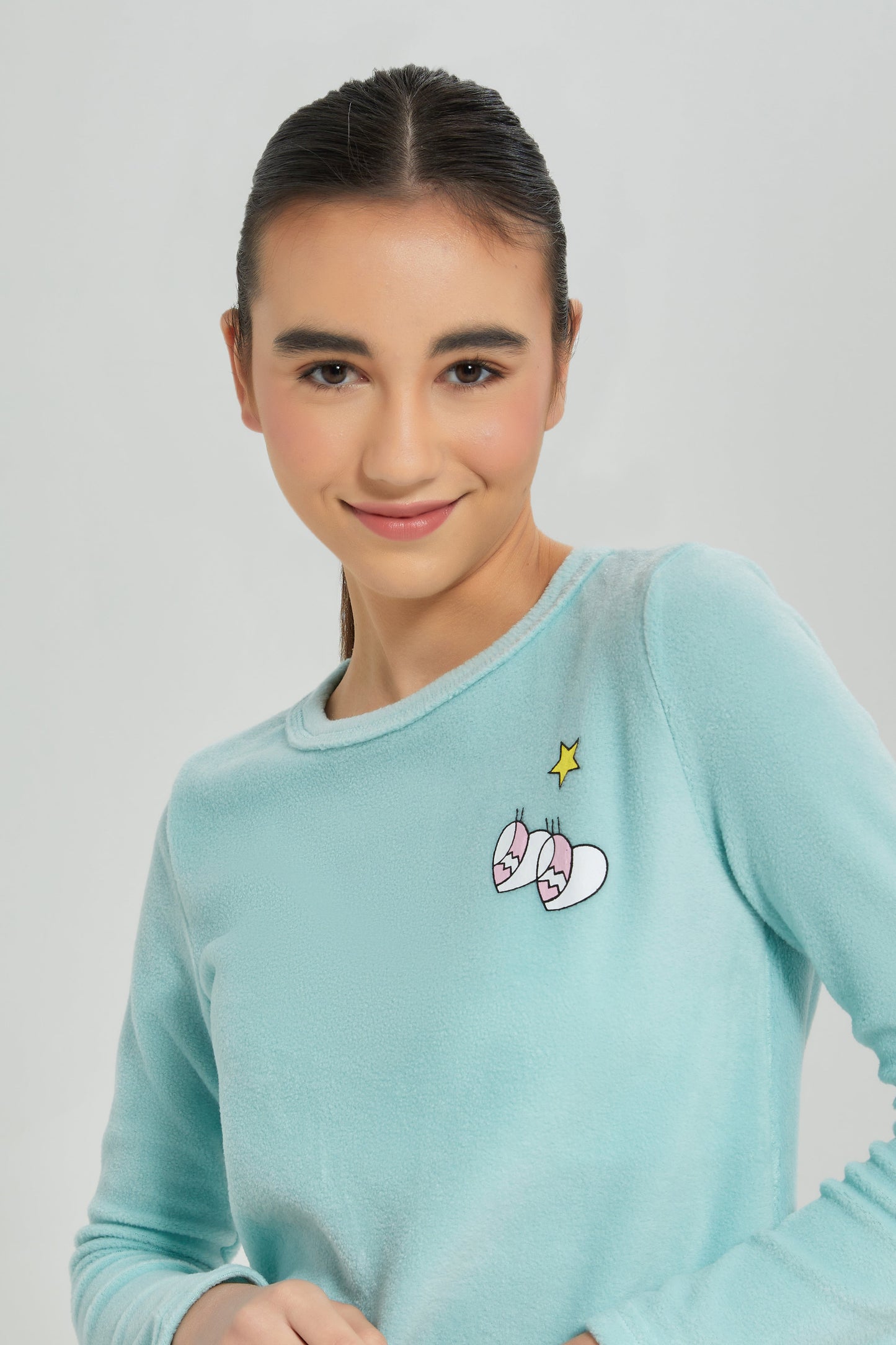 Senior Girls Mint Printed Pajama Set (2 Piece)