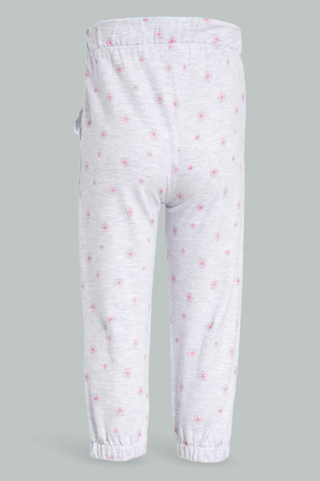 Redtag-Girls-Grey-Marl-With-Pink-Aop-Active-Pant-Category:Joggers,-Colour:Grey,-Deals:New-In,-Filter:Infant-Girls-(3-to-24-Mths),-ING-Joggers,-New-In-ING-APL,-Non-Sale,-Section:Girls-(0-to-14Yrs),-W22B-Infant-Girls-3 to 24 Months