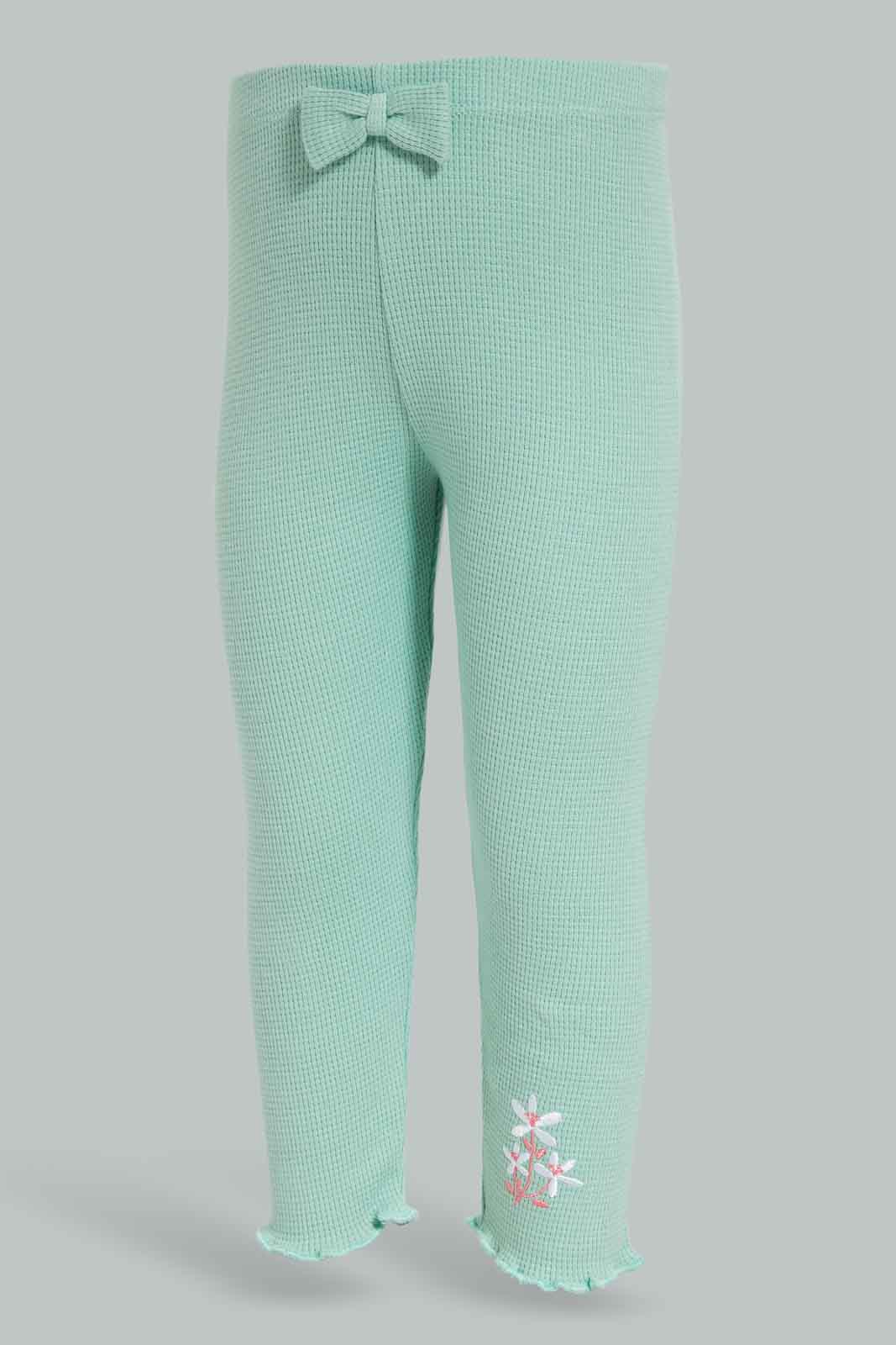 Redtag-Girls-Sage-Green-Waffle-Legging-Category:Leggings,-Colour:Green,-Deals:New-In,-Filter:Infant-Girls-(3-to-24-Mths),-ING-Leggings,-New-In-ING-APL,-Non-Sale,-Section:Girls-(0-to-14Yrs),-W22B-Infant-Girls-