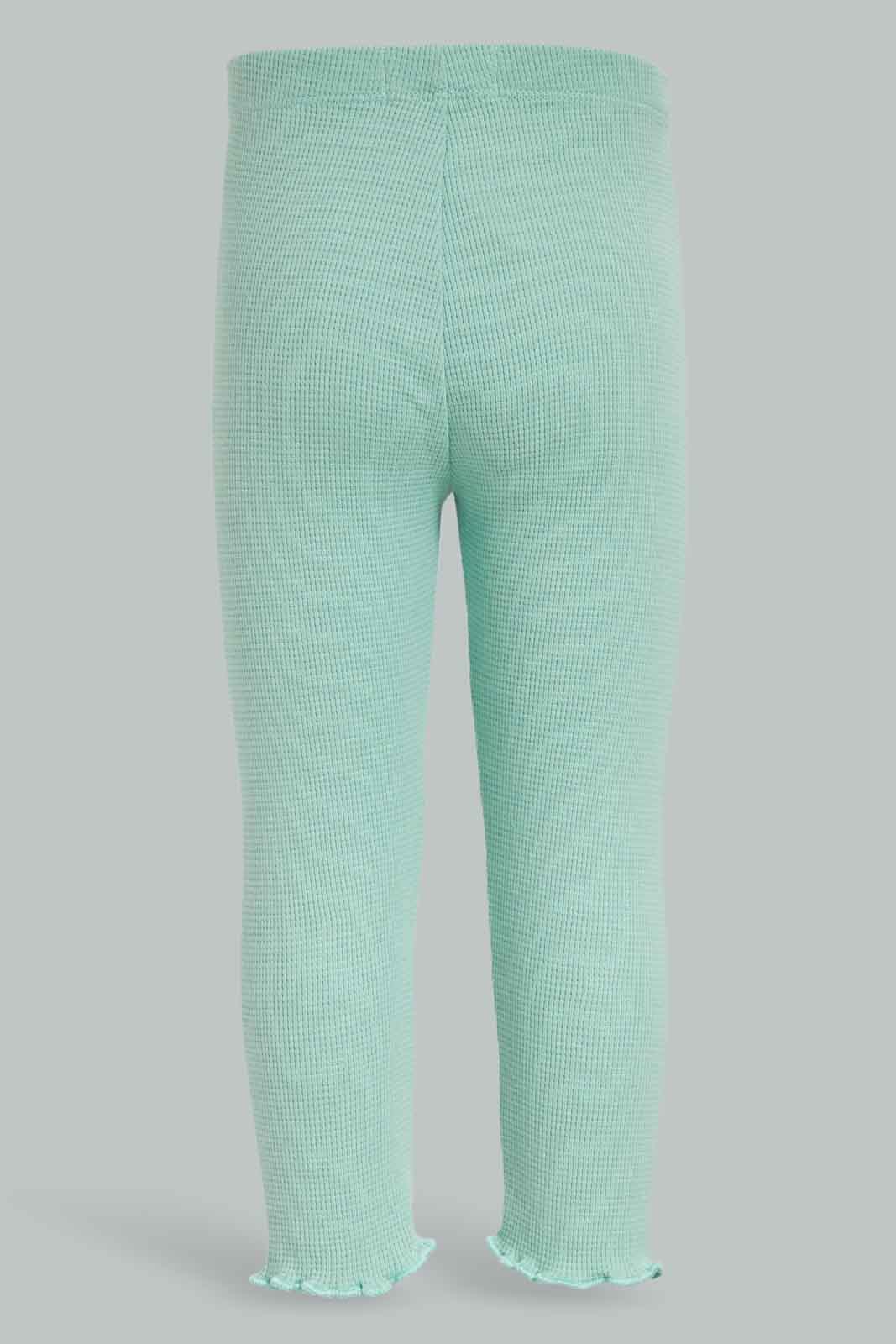 Redtag-Girls-Sage-Green-Waffle-Legging-Category:Leggings,-Colour:Green,-Deals:New-In,-Filter:Infant-Girls-(3-to-24-Mths),-ING-Leggings,-New-In-ING-APL,-Non-Sale,-Section:Girls-(0-to-14Yrs),-W22B-Infant-Girls-