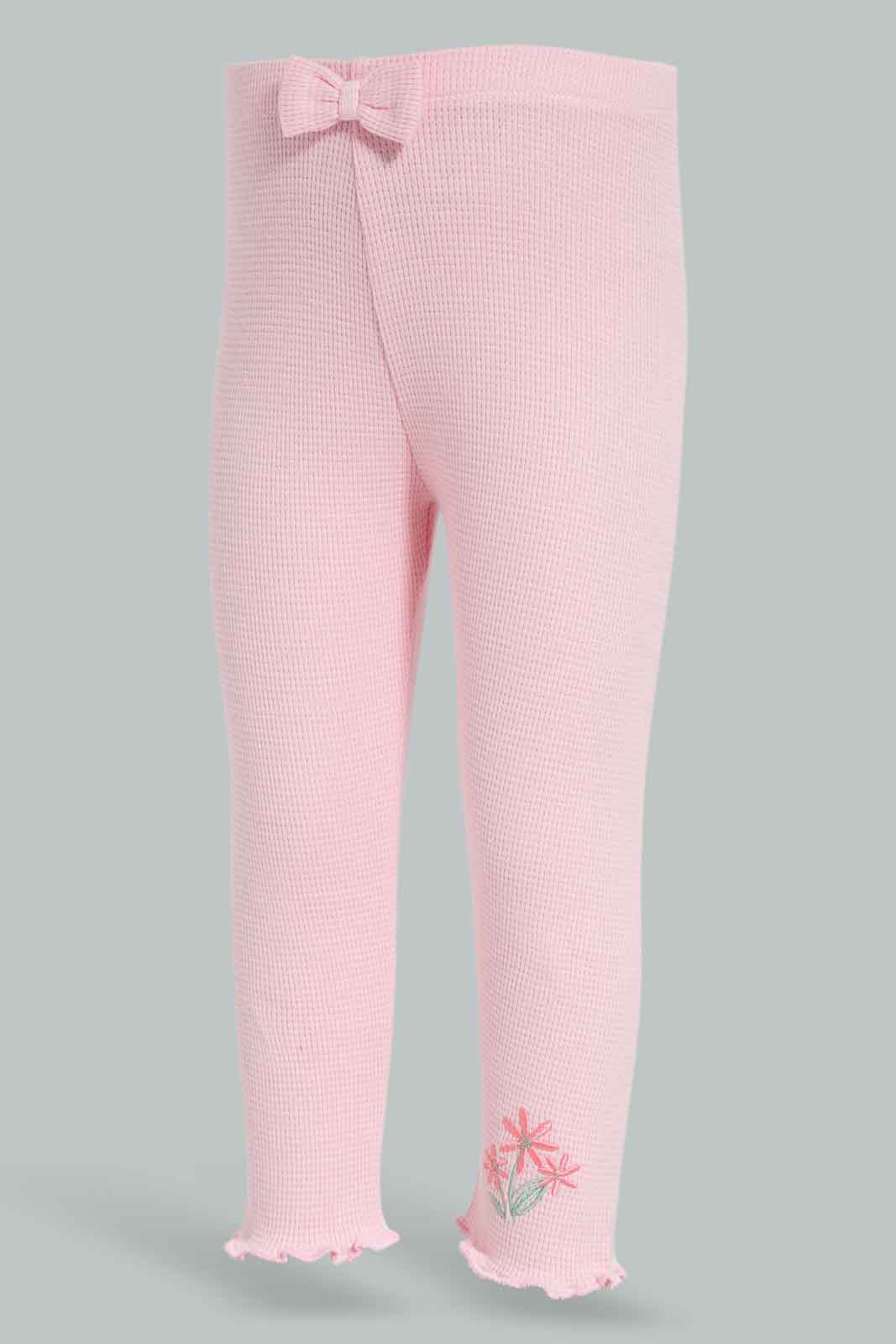 Redtag-Girls-Pink-Waffle-Lagging-Category:Leggings,-Colour:Apricot,-Deals:New-In,-Filter:Infant-Girls-(3-to-24-Mths),-ING-Leggings,-New-In-ING-APL,-Non-Sale,-Section:Girls-(0-to-14Yrs),-W22B-Infant-Girls-