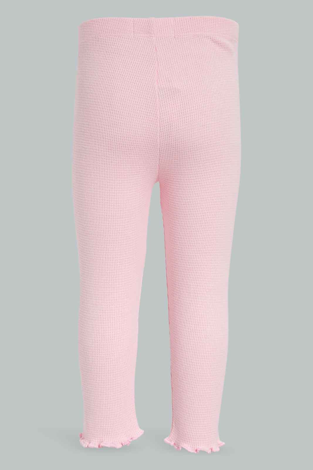 Redtag-Girls-Pink-Waffle-Lagging-Category:Leggings,-Colour:Apricot,-Deals:New-In,-Filter:Infant-Girls-(3-to-24-Mths),-ING-Leggings,-New-In-ING-APL,-Non-Sale,-Section:Girls-(0-to-14Yrs),-W22B-Infant-Girls-