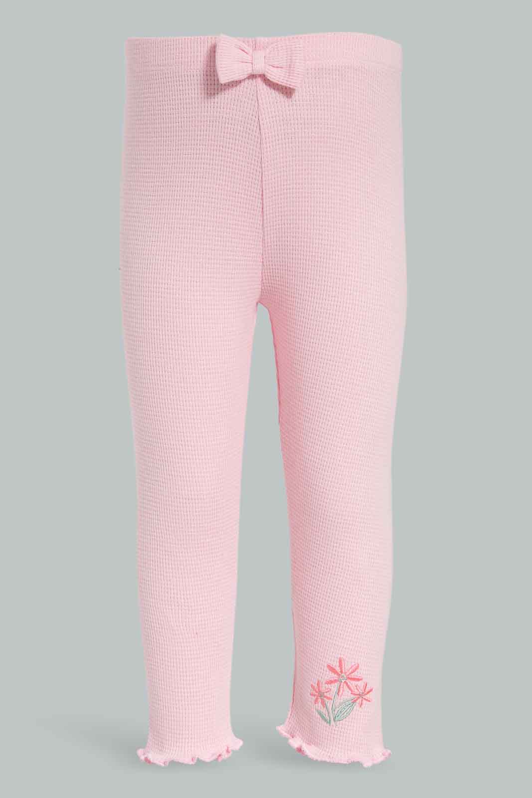 Redtag-Girls-Pink-Waffle-Lagging-Category:Leggings,-Colour:Apricot,-Deals:New-In,-Filter:Infant-Girls-(3-to-24-Mths),-ING-Leggings,-New-In-ING-APL,-Non-Sale,-Section:Girls-(0-to-14Yrs),-W22B-Infant-Girls-
