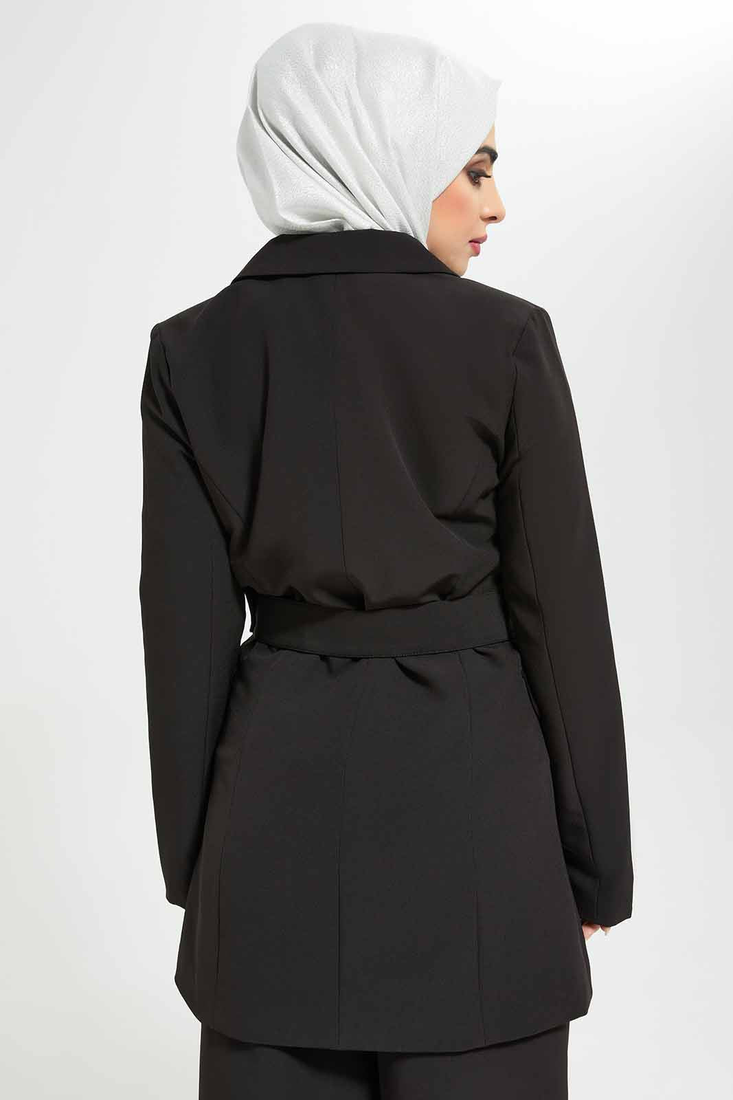 Redtag-Women-Black-Long-Sleeve-Belted-Jacket-Category:Jackets,-Colour:Black,-Deals:New-In,-Filter:Women's-Clothing,-LMC,-Modest,-New-In-Women-APL,-Non-Sale,-Section:Women,-W22B,-Women-Jackets--