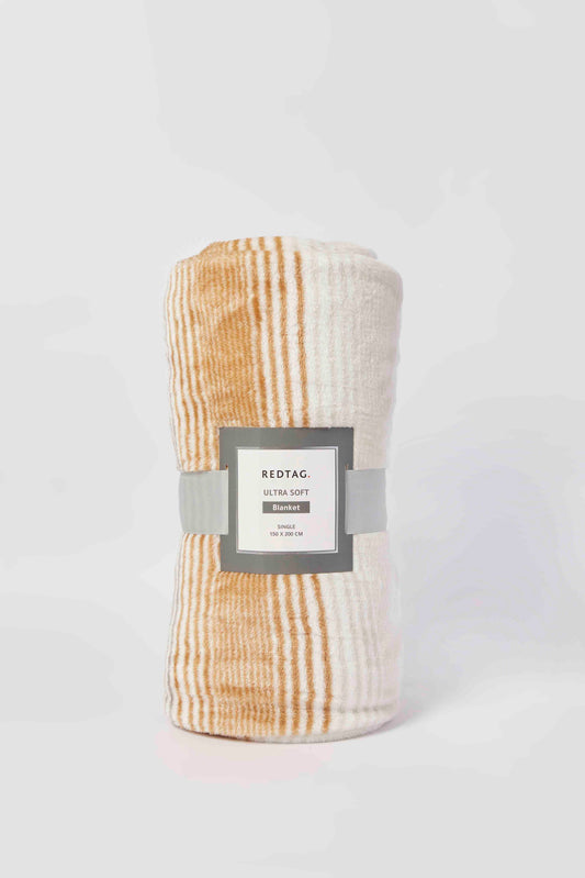 Redtag-Beige-Printed-Stripe-Blacket(Single-Size)-Category:Blankets,-Colour:Beige,-Deals:New-In,-Dept:Home,-Filter:Home-Bedroom,-HMW-BED-Blankets,-New-In-HMW-BED,-Non-Sale,-S23A,-Section:Homewares-Home-Bedroom-