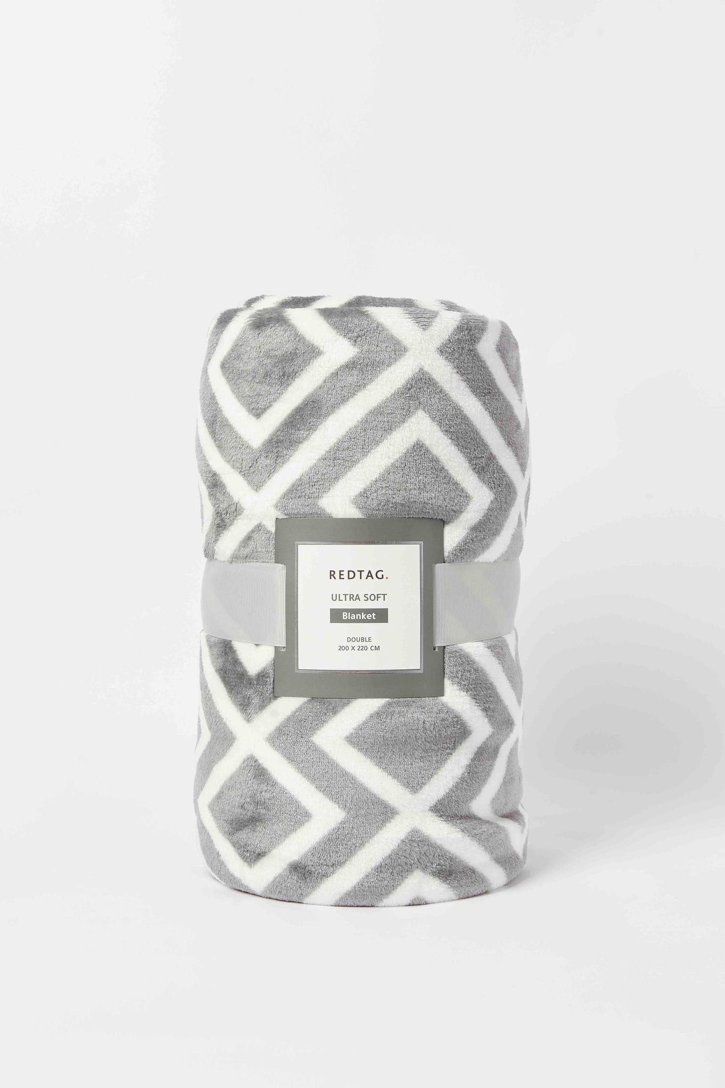 Redtag-Grey-Printed-Geometric-Blanket-(-Double-Size)-Category:Blankets,-Colour:Grey,-Deals:New-In,-Dept:Home,-Filter:Home-Bedroom,-HMW-BED-Blankets,-New-In-HMW-BED,-Non-Sale,-S23A,-Section:Homewares-Home-Bedroom-