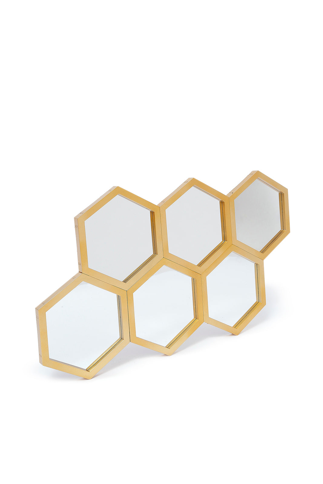 Redtag-Gold-Hexagon-Honeycomb-Mirror-Set-Category:Mirrors,-Colour:Gold,-Deals:New-In,-Dept:Home,-Filter:Home-Decor,-HMW-HOM-Wall-Decor-&-Mirrors,-New-In-HMW-HOM,-Non-Sale,-S23A,-Section:Homewares-Home-Decor-