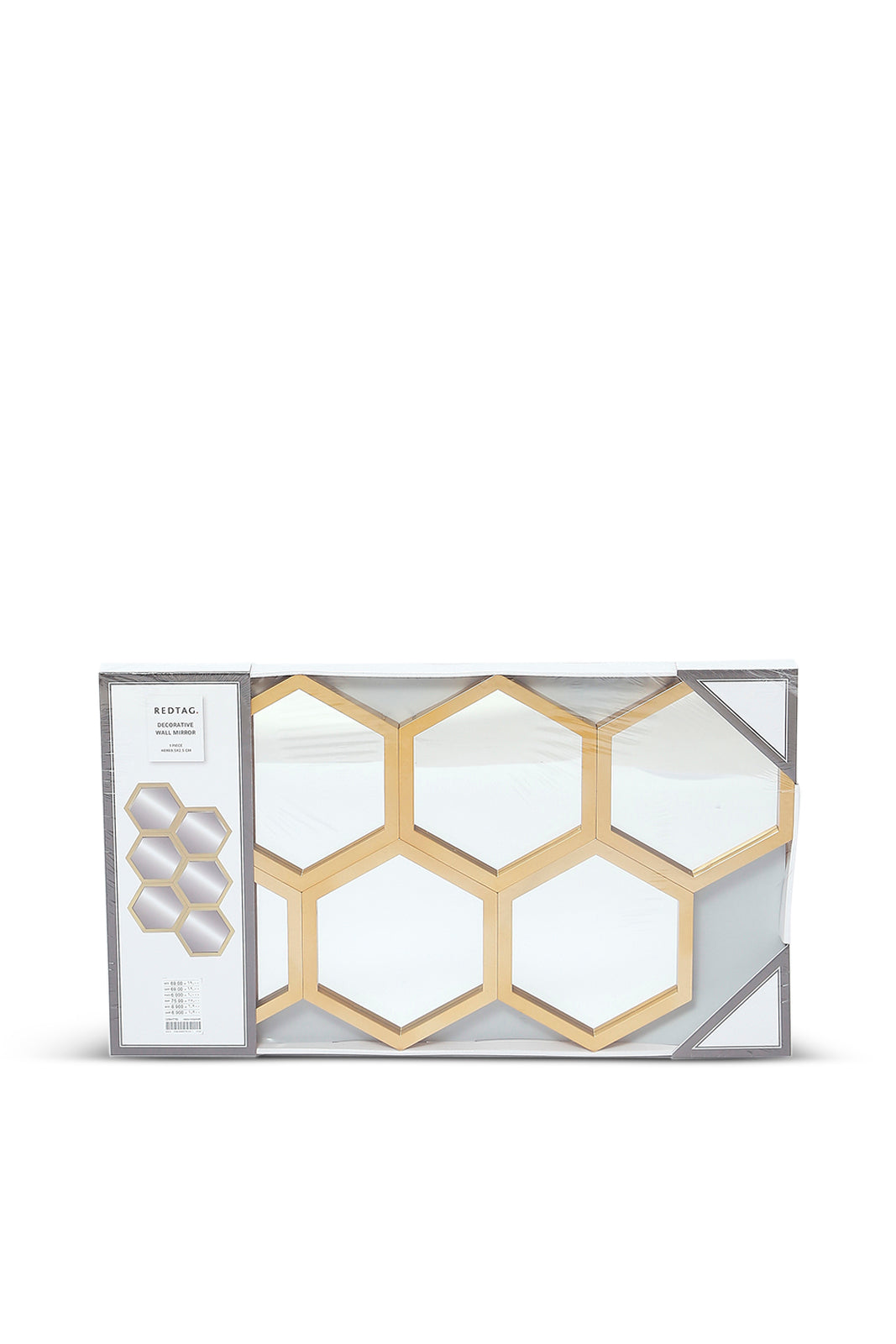 Redtag-Gold-Hexagon-Honeycomb-Mirror-Set-Category:Mirrors,-Colour:Gold,-Deals:New-In,-Dept:Home,-Filter:Home-Decor,-HMW-HOM-Wall-Decor-&-Mirrors,-New-In-HMW-HOM,-Non-Sale,-S23A,-Section:Homewares-Home-Decor-