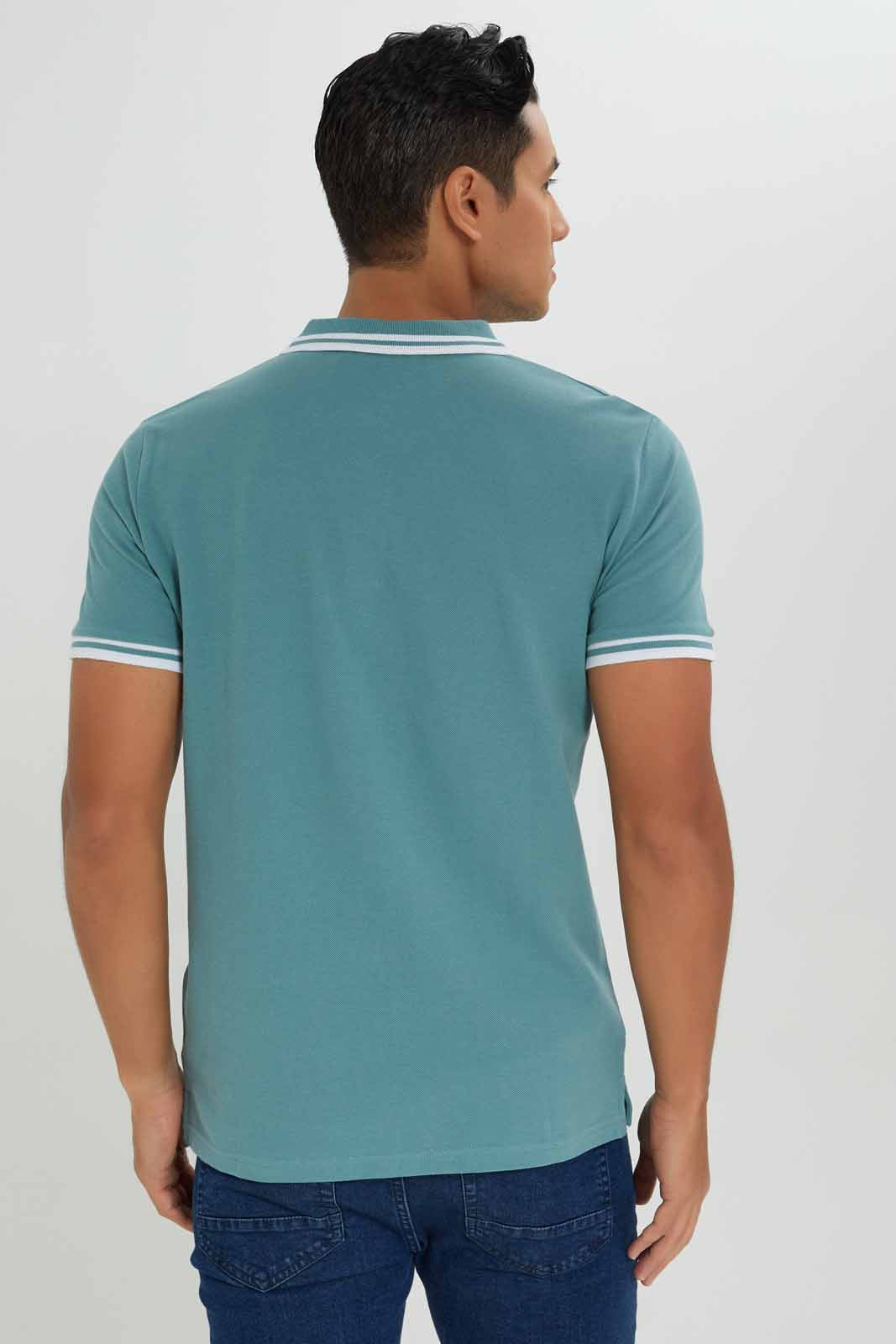 Redtag-Men-Green-Polo-Shirt-With-Tipping-Collar,-Cuff-&-Chest-Logo-Category:Polo-T-Shirts,-Colour:Green,-Deals:New-In,-Dept:Menswear,-Filter:Men's-Clothing,-Men-Polo-T-Shirts,-New-In-Men-APL,-Non-Sale,-S23A,-Section:Men,-TBL-Men's-
