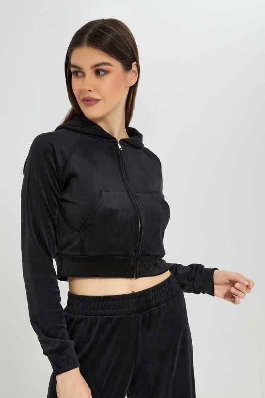 Redtag-Women-Black-Velour-Hooded-Lounge-Sweatshirt-Category:Sweatshirts,-Colour:Black,-Deals:New-In,-Dept:Ladieswear,-Filter:Women's-Clothing,-New-In-Women-APL,-Non-Sale,-Section:Women,-W22B,-Women-Sweatshirts-Women's-