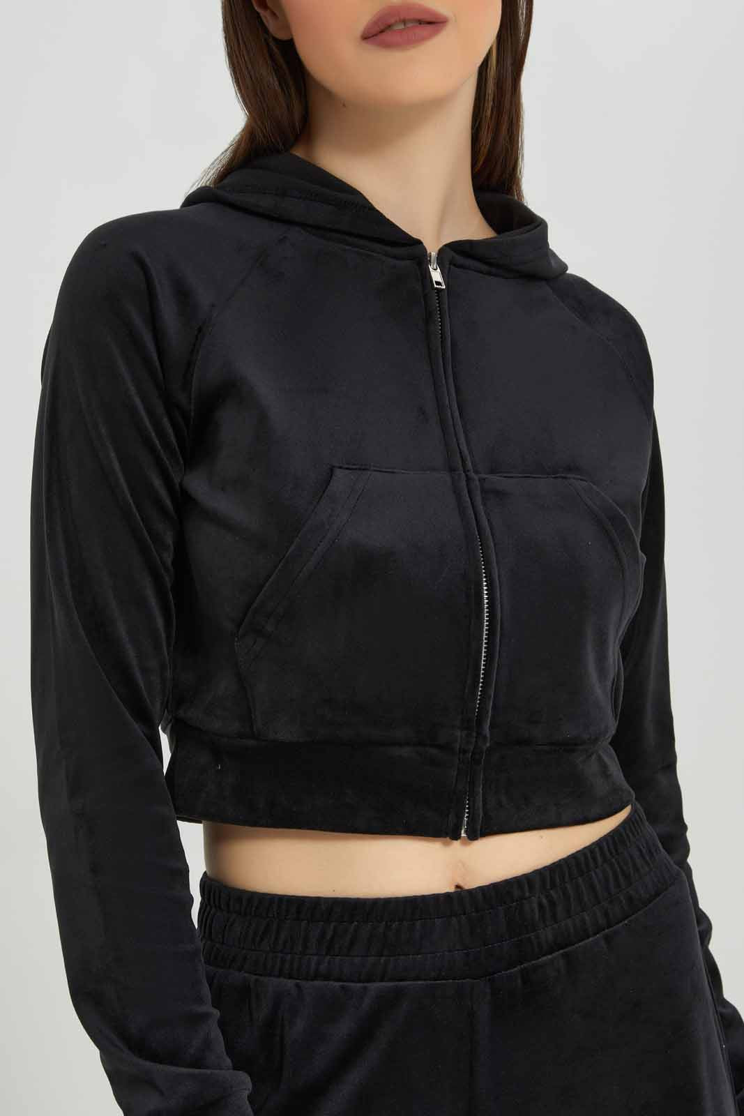 Redtag-Women-Black-Velour-Hooded-Lounge-Sweatshirt-Category:Sweatshirts,-Colour:Black,-Deals:New-In,-Dept:Ladieswear,-Filter:Women's-Clothing,-New-In-Women-APL,-Non-Sale,-Section:Women,-W22B,-Women-Sweatshirts-Women's-