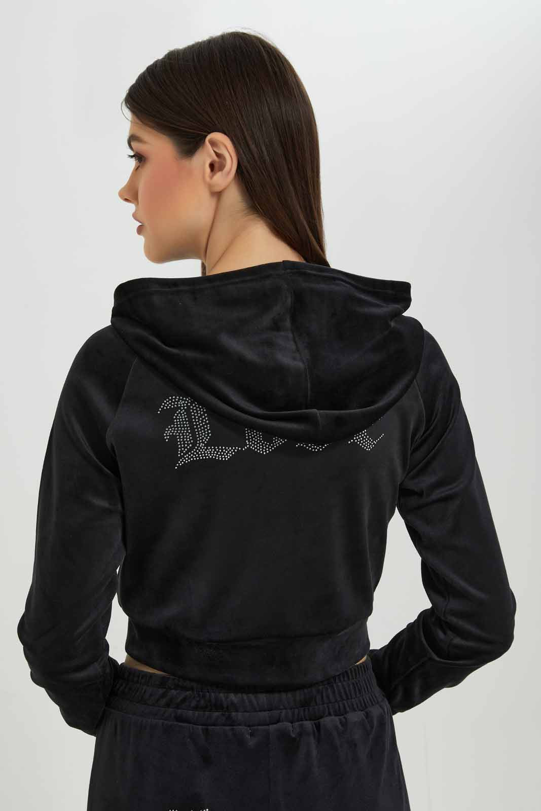 Redtag-Women-Black-Velour-Hooded-Lounge-Sweatshirt-Category:Sweatshirts,-Colour:Black,-Deals:New-In,-Dept:Ladieswear,-Filter:Women's-Clothing,-New-In-Women-APL,-Non-Sale,-Section:Women,-W22B,-Women-Sweatshirts-Women's-