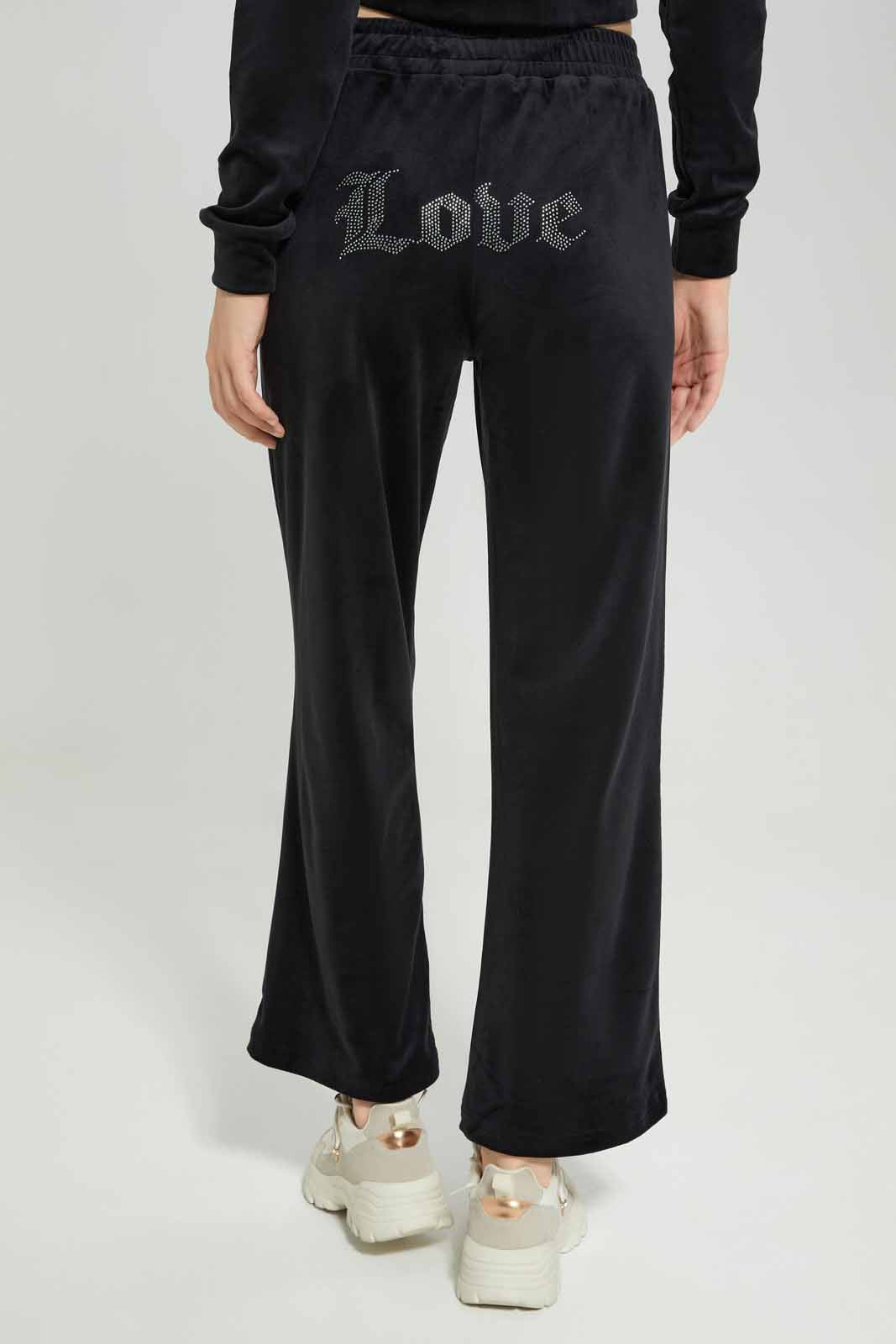 Redtag-Women-Black-Velour-Pants-Category:Joggers,-Colour:Black,-Deals:New-In,-Dept:Ladieswear,-Filter:Women's-Clothing,-New-In-Women-APL,-Non-Sale,-Section:Women,-W22B,-Women-Joggers-Women's-