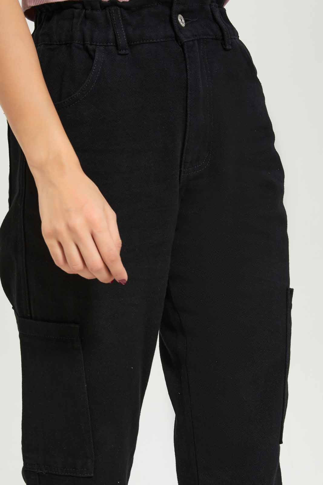 Redtag-Women-Black-Paper-Bag-Waist-Jeans-Category:Jeans,-Colour:Black,-Deals:New-In,-Dept:Ladieswear,-Filter:Women's-Clothing,-New-In-Women-APL,-Non-Sale,-Section:Women,-W22B,-Women-Jeans-Women's-