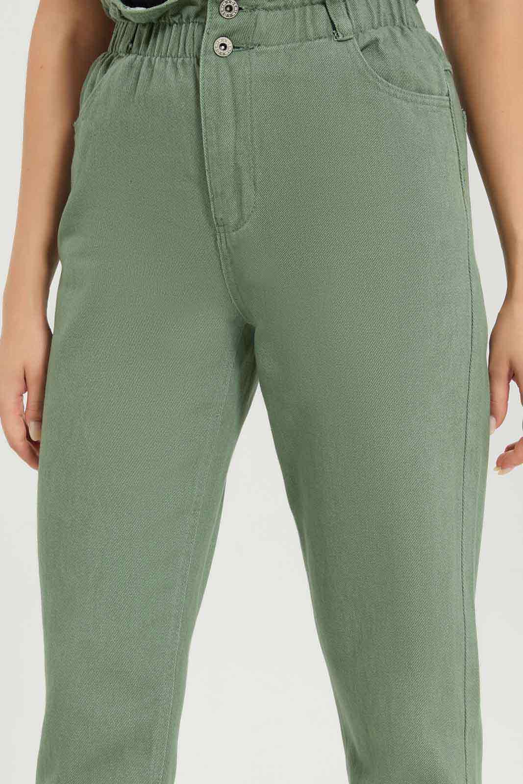 Redtag-Women-Olive-Twill-Paper-Bag-Jeans-Category:Jeans,-Colour:Olive,-Deals:New-In,-Dept:Ladieswear,-Filter:Women's-Clothing,-New-In-Women-APL,-Non-Sale,-Section:Women,-W22B,-Women-Jeans-Women's-