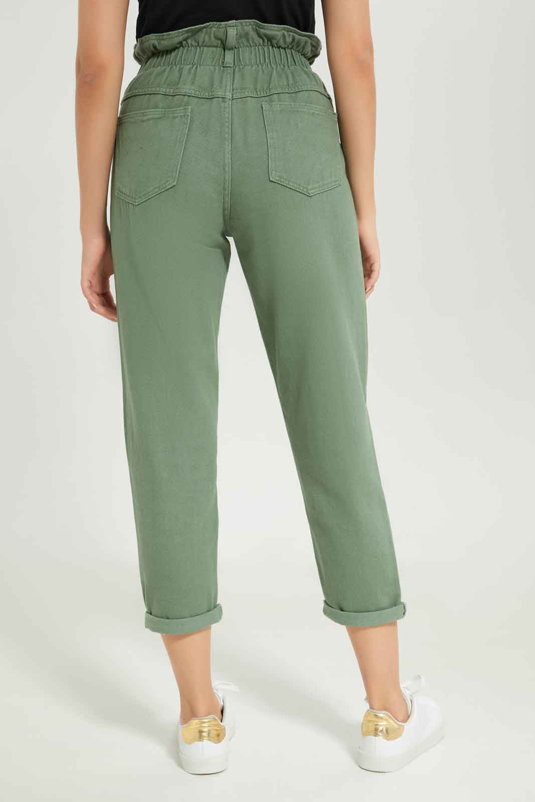 Redtag-Women-Olive-Twill-Paper-Bag-Jeans-Category:Jeans,-Colour:Olive,-Deals:New-In,-Dept:Ladieswear,-Filter:Women's-Clothing,-New-In-Women-APL,-Non-Sale,-Section:Women,-W22B,-Women-Jeans-Women's-