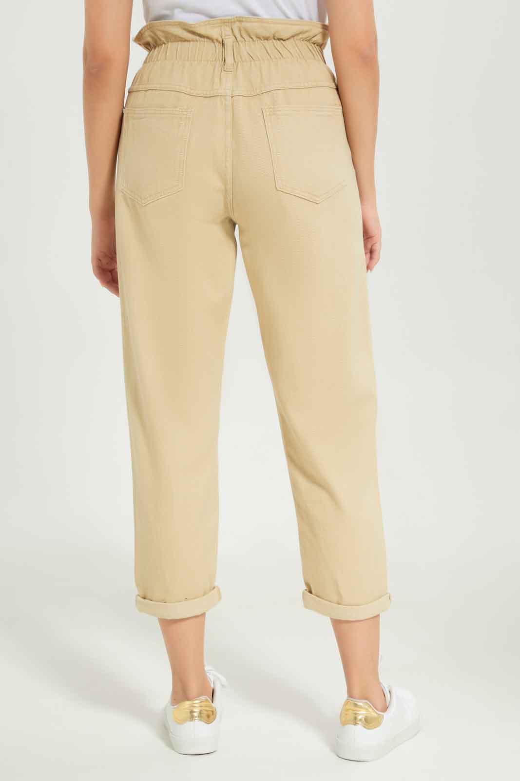 Redtag-Women-Beige-Twill-Paper-Bag-Jeans-Category:Jeans,-Colour:Beige,-Deals:New-In,-Dept:Ladieswear,-Filter:Women's-Clothing,-New-In-Women-APL,-Non-Sale,-Section:Women,-W22B,-Women-Jeans-Women's-
