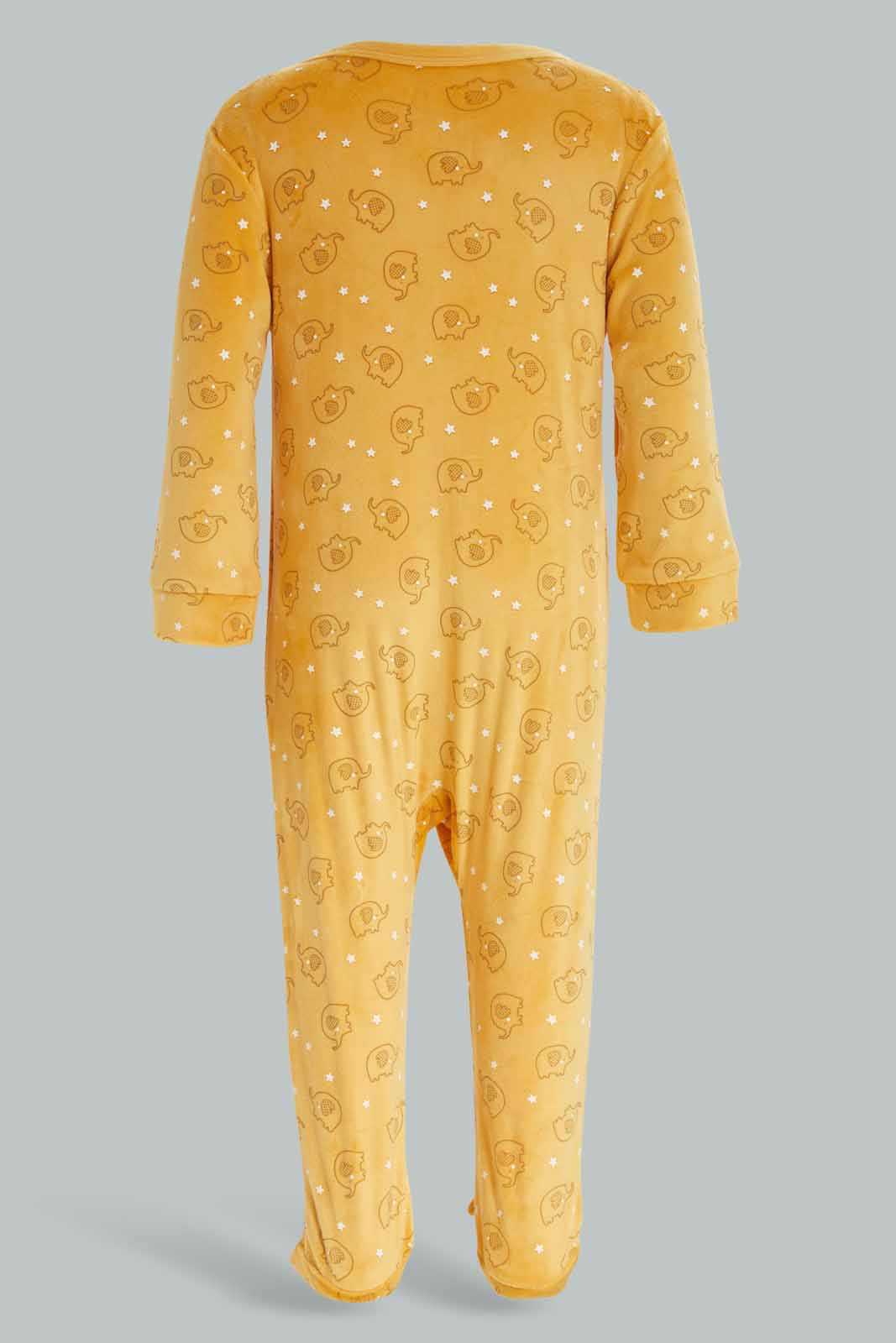 Redtag-Yellow-Sc-Aop-Elephant-Sleepsuit-Category:Sleepsuits,-Colour:Apricot,-Deals:New-In,-Dept:New-Born,-Filter:Baby-(0-to-12-Mths),-NBF-Sleepsuits,-New-In-NBF-APL,-Non-Sale,-Section:Boys-(0-to-14Yrs),-W22B-Baby-