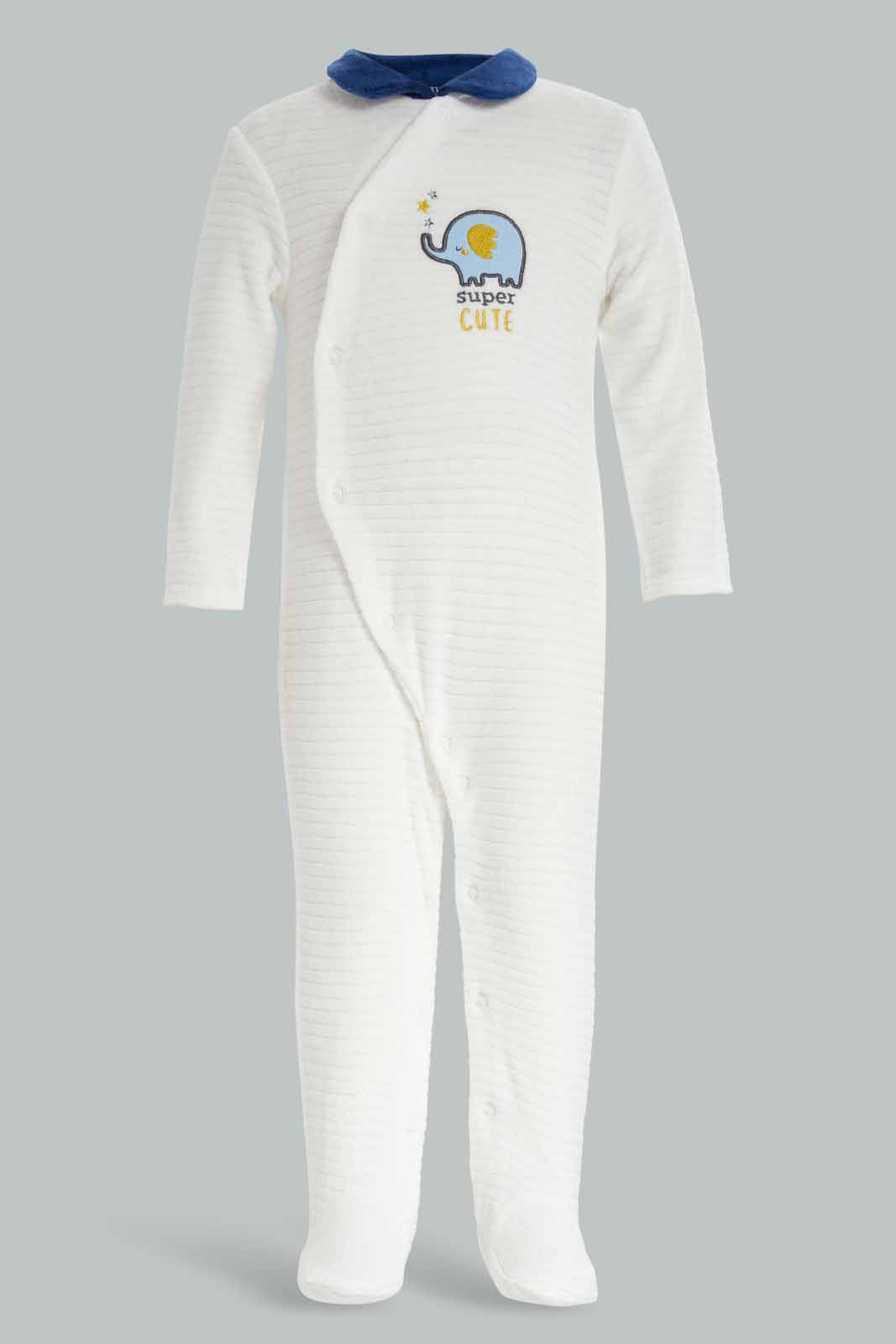 Redtag-White-Sc-Jacq-Velour-Sleepsuit-Category:Sleepsuits,-Colour:Apricot,-Deals:New-In,-Dept:New-Born,-Filter:Baby-(0-to-12-Mths),-NBF-Sleepsuits,-New-In-NBF-APL,-Non-Sale,-Section:Boys-(0-to-14Yrs),-W22B-Baby-