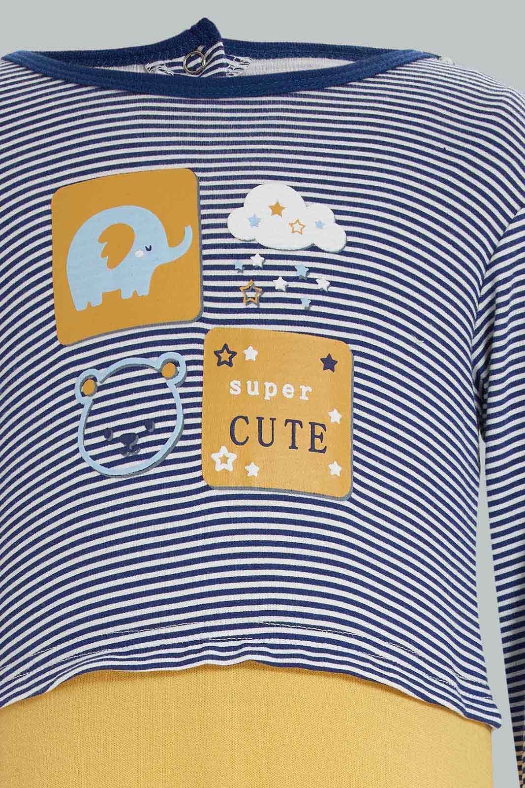 Redtag-Boys-Navy-Pl-Elephant-Pjyama-Set-Category:Sleepsuits,-Colour:Apricot,-Deals:New-In,-Dept:New-Born,-Filter:Baby-(0-to-12-Mths),-NBB-Sleepsuits,-New-In-NBB-APL,-Non-Sale,-Section:Boys-(0-to-14Yrs),-W22B-Baby-
