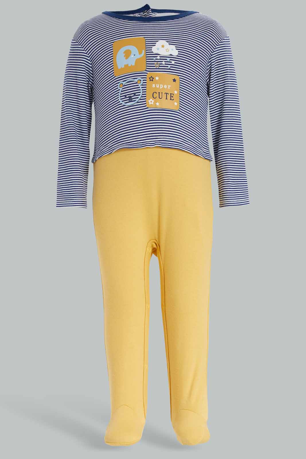 Redtag-Boys-Navy-Pl-Elephant-Pjyama-Set-Category:Sleepsuits,-Colour:Apricot,-Deals:New-In,-Dept:New-Born,-Filter:Baby-(0-to-12-Mths),-NBB-Sleepsuits,-New-In-NBB-APL,-Non-Sale,-Section:Boys-(0-to-14Yrs),-W22B-Baby-