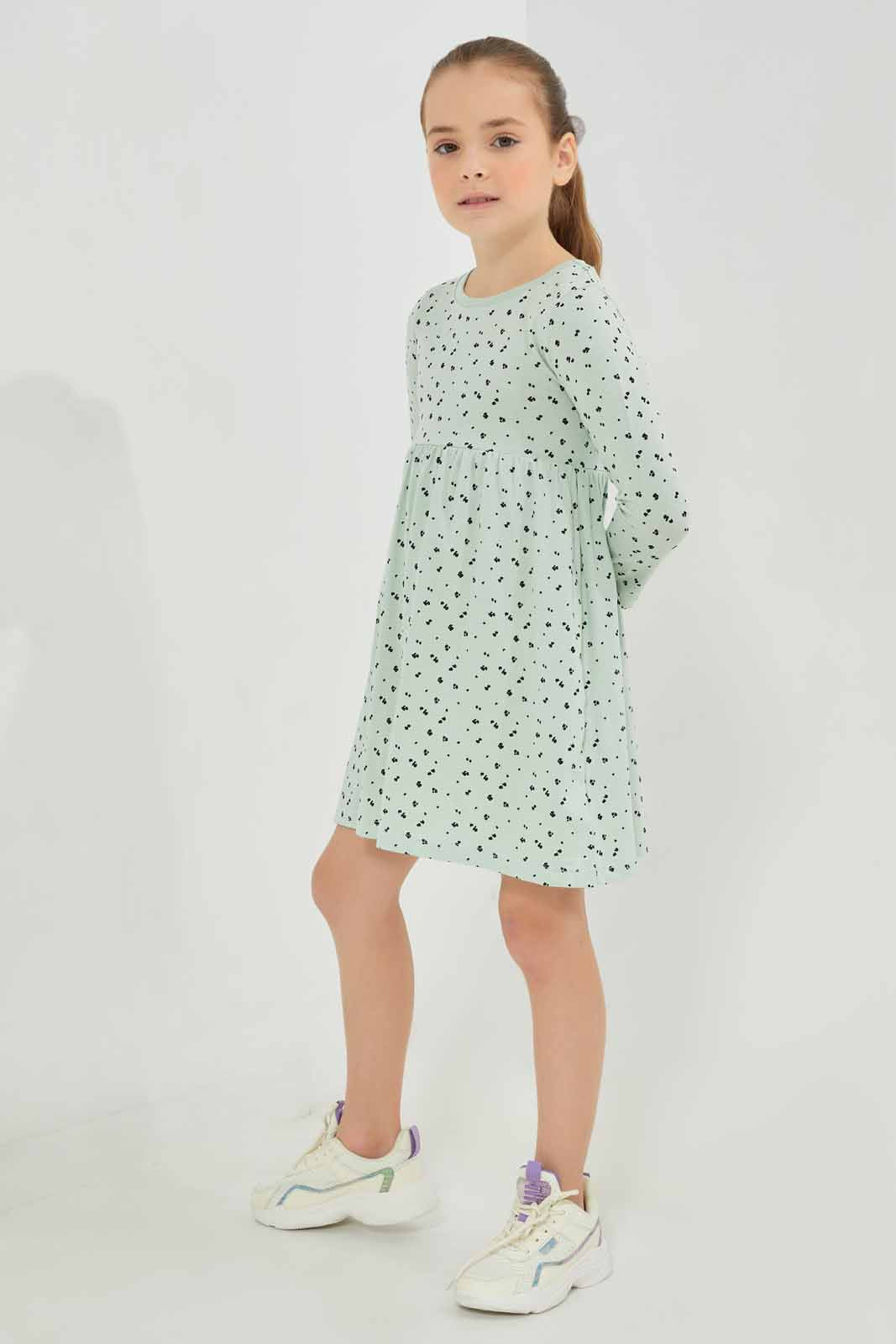 Redtag-Girls-Green-Aop-Jersey-Dress-Category:Dresses,-Colour:Green,-Deals:New-In,-Filter:Girls-(2-to-8-Yrs),-GIR-Dresses,-NDAY,-New-In-GIR-APL,-Non-Sale,-Section:Girls-(0-to-14Yrs),-W22B-Girls-2 to 8 Years