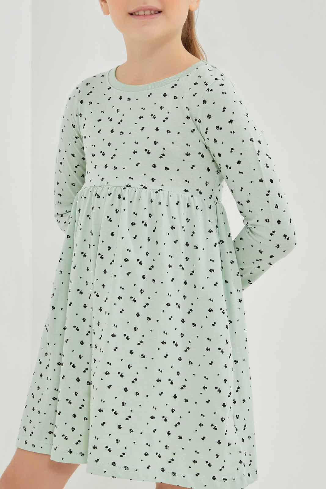 Redtag-Girls-Green-Aop-Jersey-Dress-Category:Dresses,-Colour:Green,-Deals:New-In,-Filter:Girls-(2-to-8-Yrs),-GIR-Dresses,-NDAY,-New-In-GIR-APL,-Non-Sale,-Section:Girls-(0-to-14Yrs),-W22B-Girls-2 to 8 Years