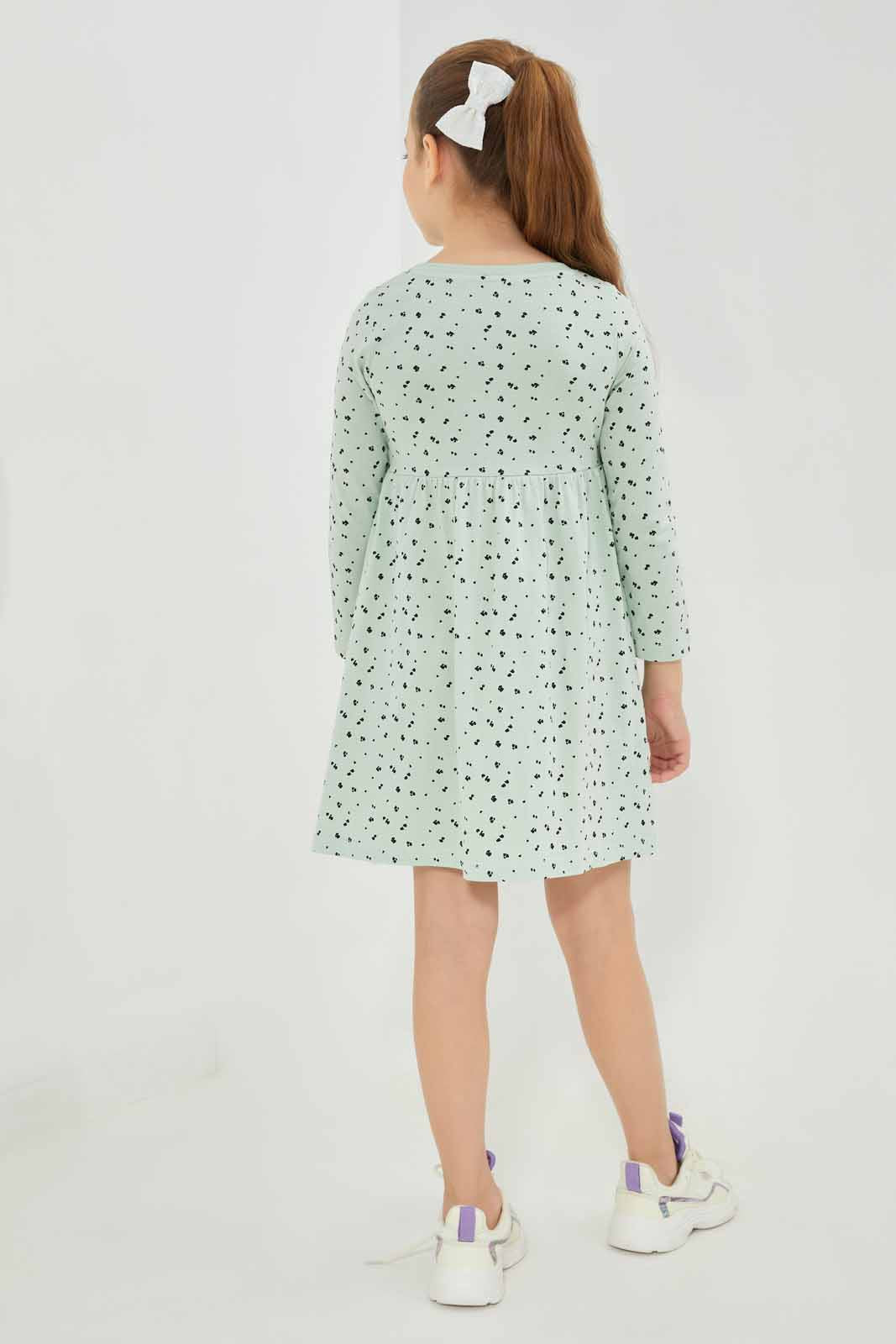 Redtag-Girls-Green-Aop-Jersey-Dress-Category:Dresses,-Colour:Green,-Deals:New-In,-Filter:Girls-(2-to-8-Yrs),-GIR-Dresses,-NDAY,-New-In-GIR-APL,-Non-Sale,-Section:Girls-(0-to-14Yrs),-W22B-Girls-2 to 8 Years