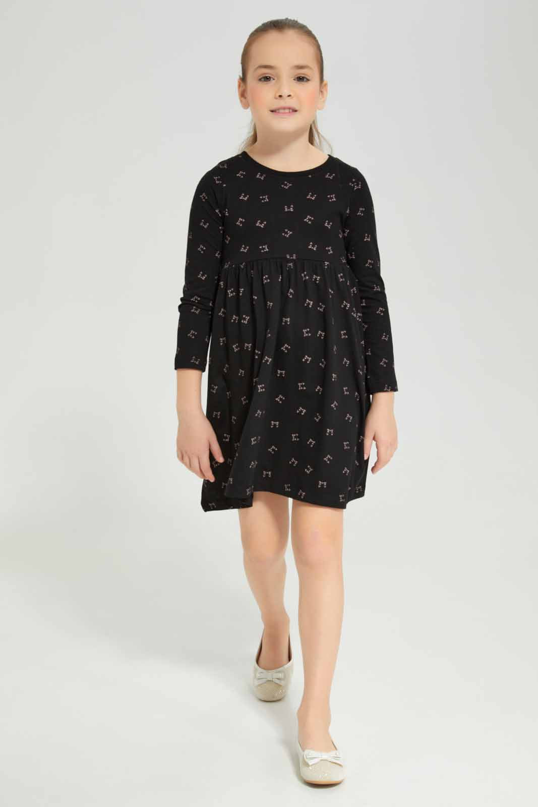 Redtag-Girls-Grey-Melange-Aop-Jersey-Dress-Category:Dresses,-Colour:Grey,-Deals:New-In,-Filter:Girls-(2-to-8-Yrs),-GIR-Dresses,-New-In-GIR-APL,-Non-Sale,-Section:Girls-(0-to-14Yrs),-W22B-Girls-2 to 8 Years
