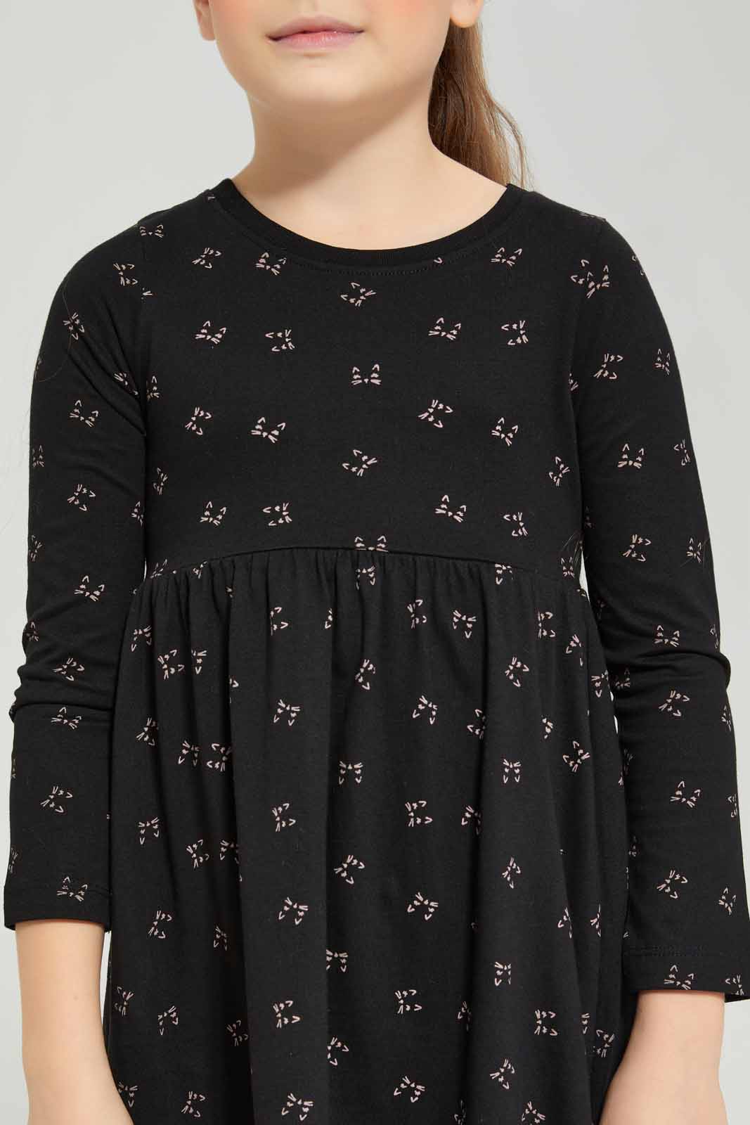 Redtag-Girls-Grey-Melange-Aop-Jersey-Dress-Category:Dresses,-Colour:Grey,-Deals:New-In,-Filter:Girls-(2-to-8-Yrs),-GIR-Dresses,-New-In-GIR-APL,-Non-Sale,-Section:Girls-(0-to-14Yrs),-W22B-Girls-2 to 8 Years