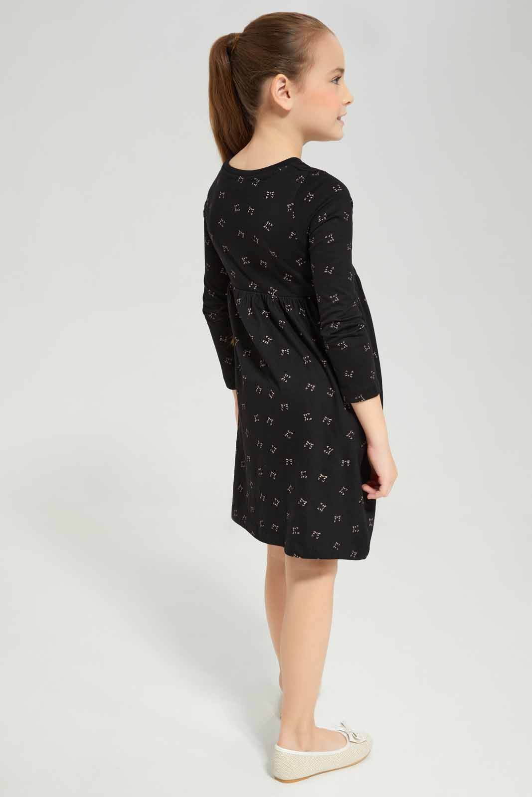 Redtag-Girls-Grey-Melange-Aop-Jersey-Dress-Category:Dresses,-Colour:Grey,-Deals:New-In,-Filter:Girls-(2-to-8-Yrs),-GIR-Dresses,-New-In-GIR-APL,-Non-Sale,-Section:Girls-(0-to-14Yrs),-W22B-Girls-2 to 8 Years