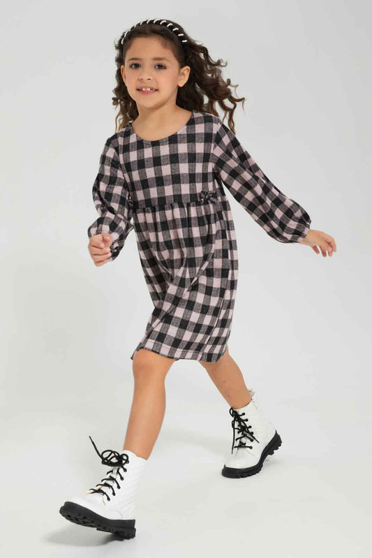 Redtag-Girls-Grey-Melange-Aop-Dot-Dress-Category:Dresses,-Colour:Grey,-Deals:New-In,-Dept:Girls,-Filter:Girls-(2-to-8-Yrs),-GIR-Dresses,-New-In-GIR-APL,-Non-Sale,-Section:Girls-(0-to-14Yrs),-W22B-Girls-2 to 8 Years