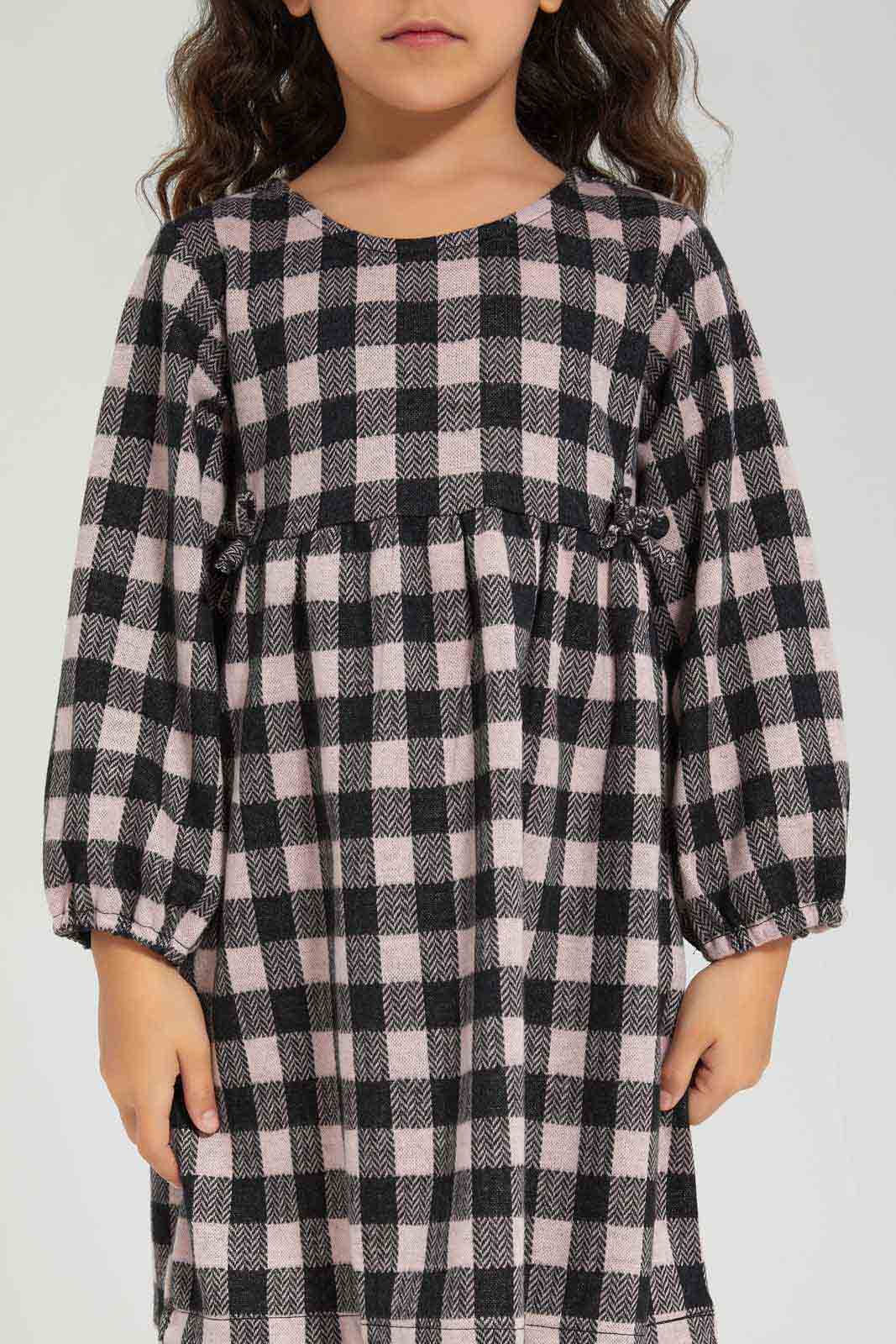 Redtag-Girls-Grey-Melange-Aop-Dot-Dress-Category:Dresses,-Colour:Grey,-Deals:New-In,-Dept:Girls,-Filter:Girls-(2-to-8-Yrs),-GIR-Dresses,-New-In-GIR-APL,-Non-Sale,-Section:Girls-(0-to-14Yrs),-W22B-Girls-2 to 8 Years