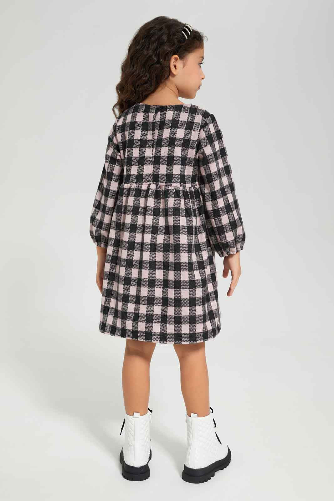 Redtag-Girls-Grey-Melange-Aop-Dot-Dress-Category:Dresses,-Colour:Grey,-Deals:New-In,-Dept:Girls,-Filter:Girls-(2-to-8-Yrs),-GIR-Dresses,-New-In-GIR-APL,-Non-Sale,-Section:Girls-(0-to-14Yrs),-W22B-Girls-2 to 8 Years