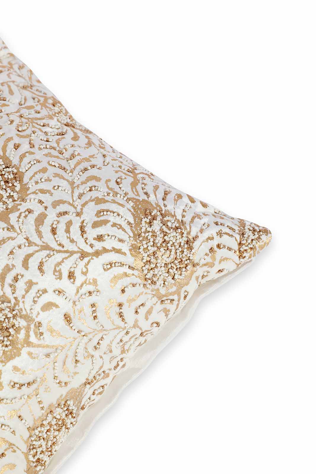 Redtag-Ivory-With-Gold-Foil-Print-Cushion-Category:Cushions,-Colour:Ivory,-Deals:New-In,-Dept:Home,-Filter:Home-Bedroom,-HMW-BED-Cushions,-New-In-HMW-BED,-Non-Sale,-S23A,-Section:Homewares-Home-Bedroom-
