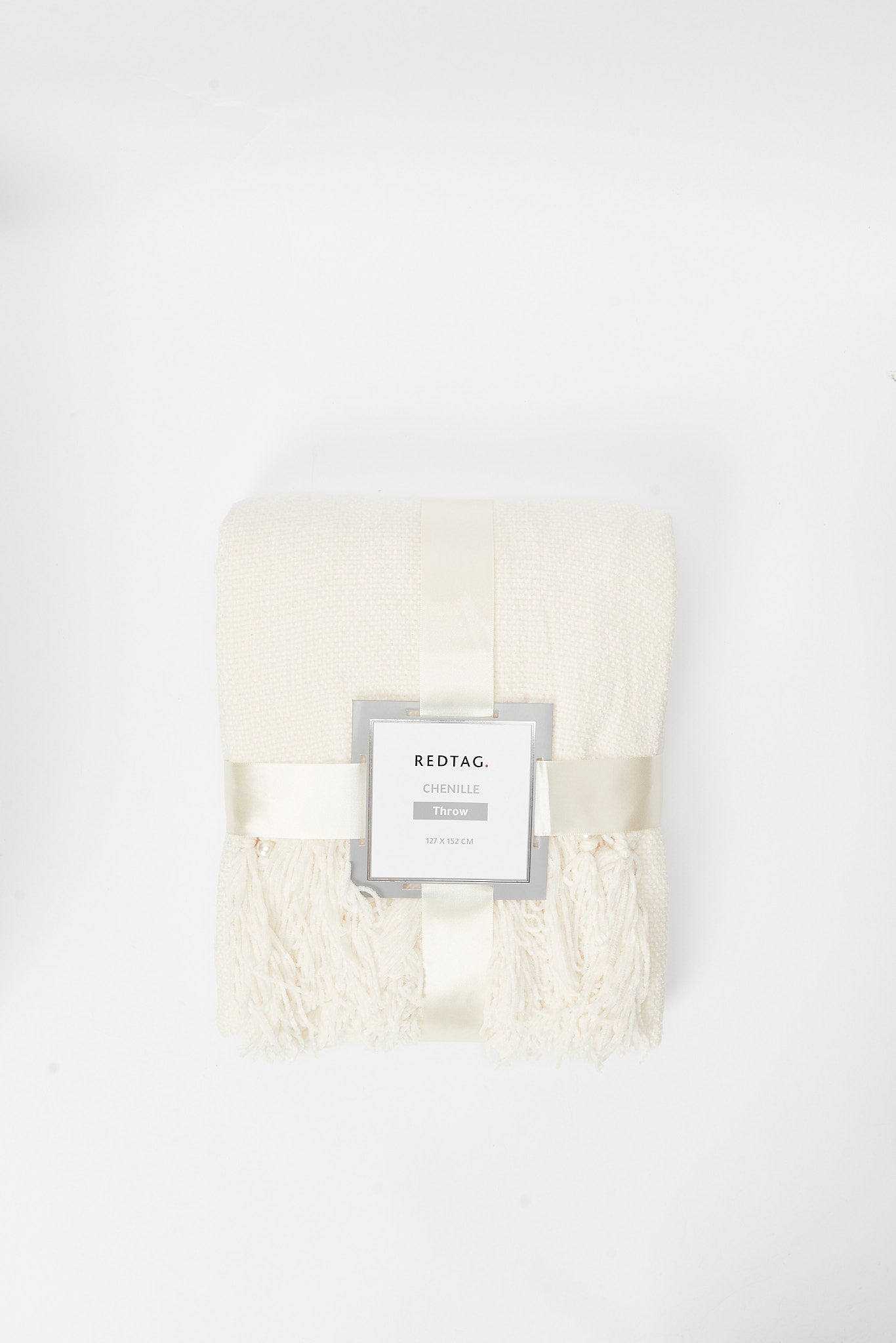 Redtag-Ivory-Chenille-Throw-With-Pearl-And-Fringe-Category:Throws,-Colour:Ivory,-Deals:New-In,-Dept:Home,-Filter:Home-Bedroom,-HMW-BED-Throws,-New-In-HMW-BED,-Non-Sale,-S23A,-S23B,-Section:Homewares-Home-Bedroom-