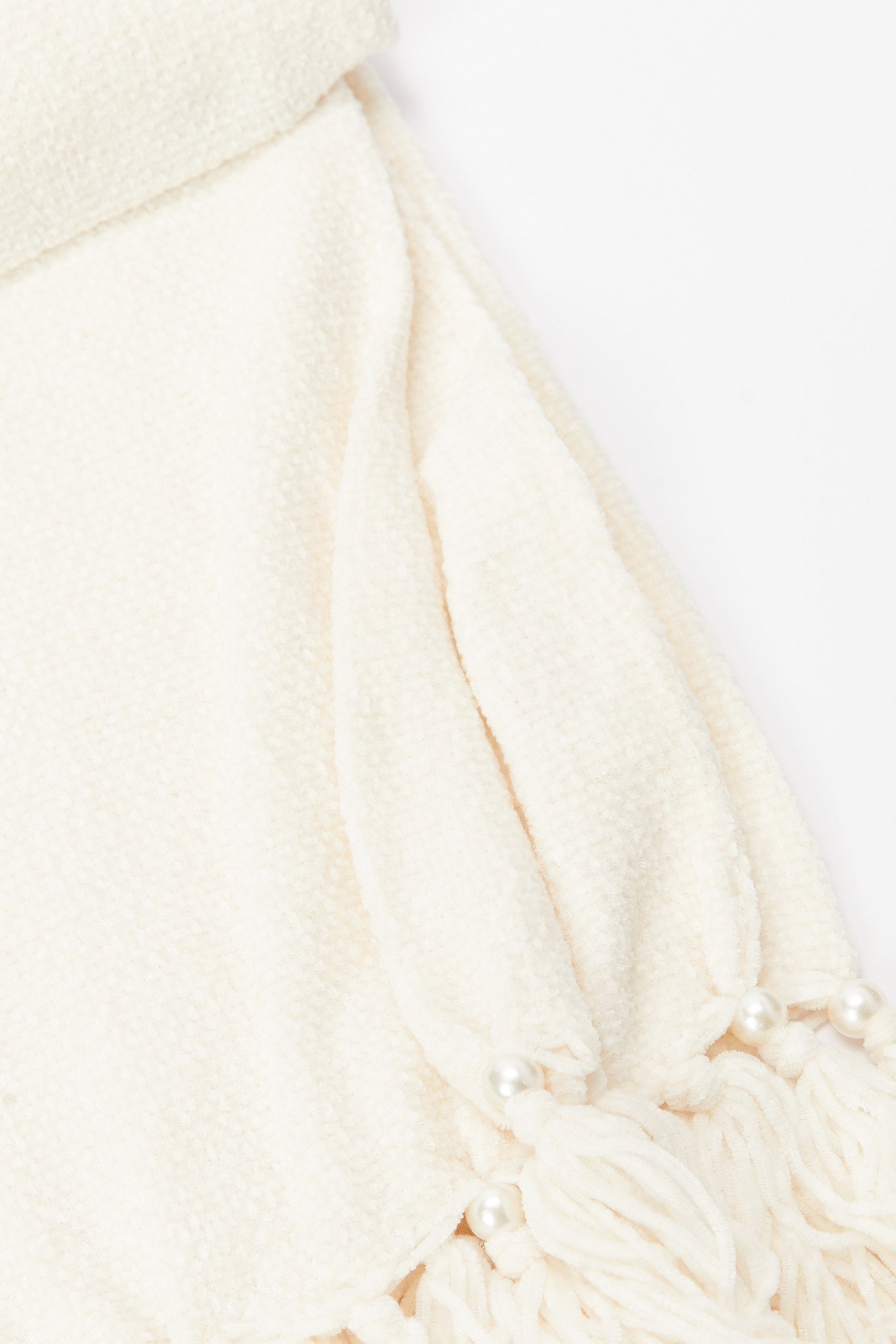 Redtag-Ivory-Chenille-Throw-With-Pearl-And-Fringe-Category:Throws,-Colour:Ivory,-Deals:New-In,-Dept:Home,-Filter:Home-Bedroom,-HMW-BED-Throws,-New-In-HMW-BED,-Non-Sale,-S23A,-S23B,-Section:Homewares-Home-Bedroom-