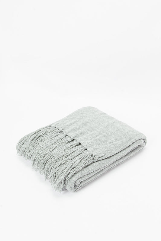 Redtag-Grey-Chenille-Throw-With-Fringe-Category:Throws,-Colour:Grey,-Deals:New-In,-Dept:Home,-Filter:Home-Bedroom,-HMW-BED-Throws,-New-In-HMW-BED,-Non-Sale,-S23A,-S23B,-Section:Homewares-Home-Bedroom-