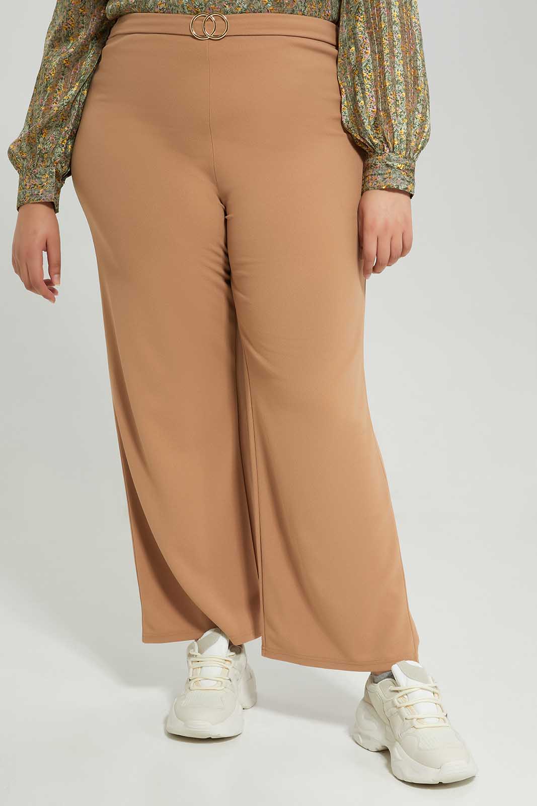 Redtag-Women-Beige-Wide-Leg-Pants-With-Metal-Buckle-Detail-Category:Trousers,-Colour:Beige,-Deals:New-In,-Dept:Ladieswear,-Filter:Plus-Size,-LDP-Trousers,-New-In-LDP-APL,-Non-Sale,-Section:Women,-W22B-Women's-