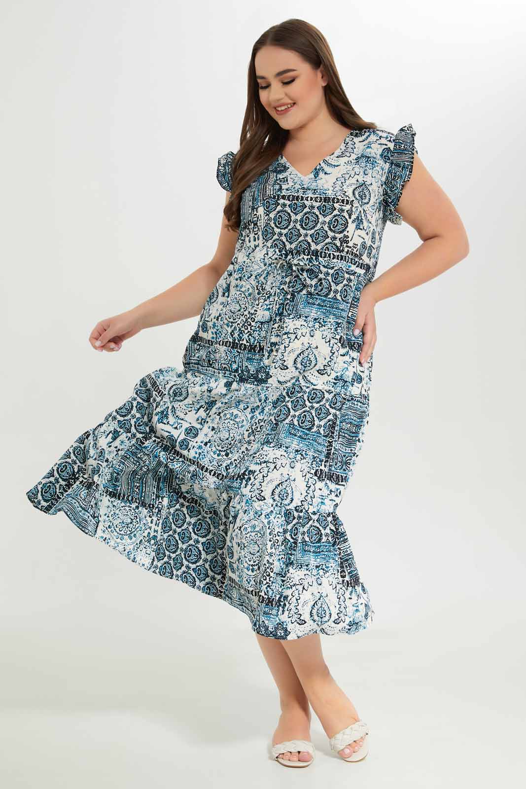 Redtag-Women-White-Abstract-Print-Maxi-Dress-Category:Dresses,-Colour:Assorted,-Deals:New-In,-Dept:Ladieswear,-Filter:Plus-Size,-LDP-Dresses,-New-In-LDP-APL,-Non-Sale,-Section:Women,-W22B-Women's-