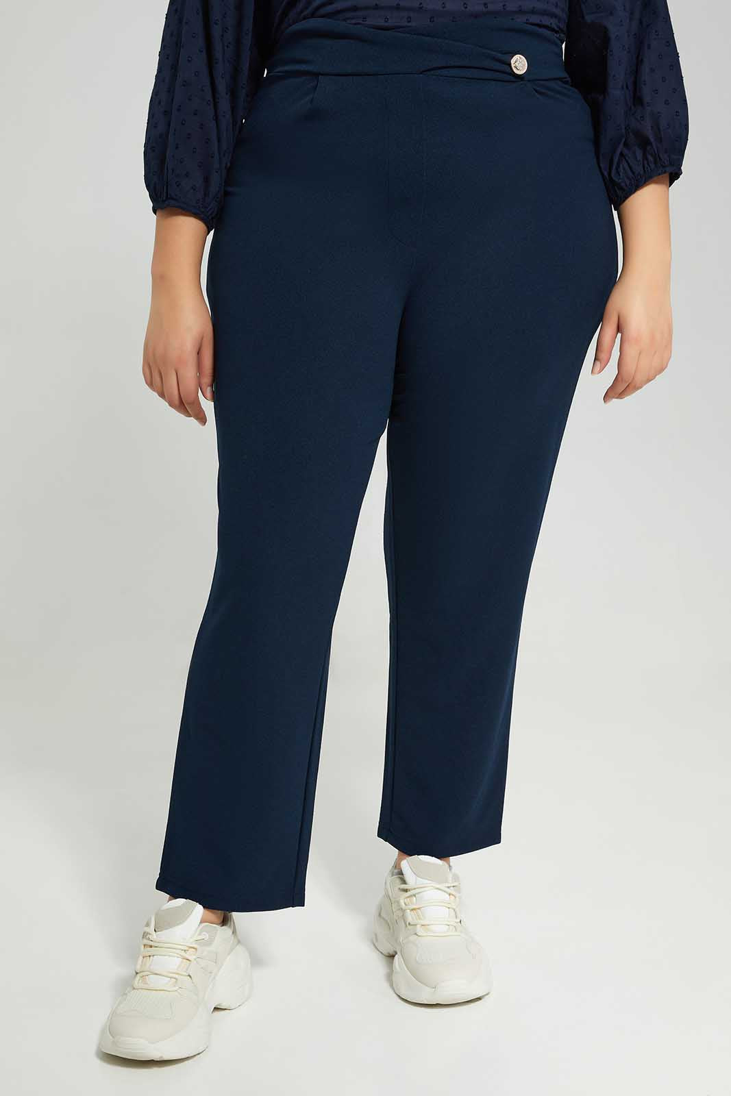 Redtag-Women-Navy-Wide-Leg-Trouset-With-Crossover-Waist-Detail-Category:Trousers,-Colour:Navy,-Deals:New-In,-Dept:Ladieswear,-Filter:Plus-Size,-LDP-Trousers,-New-In-LDP-APL,-Non-Sale,-Section:Women,-W22B-Women's-