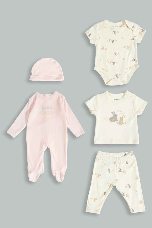 Redtag-Boys-5-Pc-Hanger-Gift-Set-Pink-Category:Gift-Sets,-Colour:Apricot,-Deals:New-In,-Dept:New-Born,-Filter:Baby-(0-to-12-Mths),-NBG-Gift-Sets,-New-In-NBG-APL,-Non-Sale,-Section:Boys-(0-to-14Yrs),-W22B-Baby-0 to 12 Months
