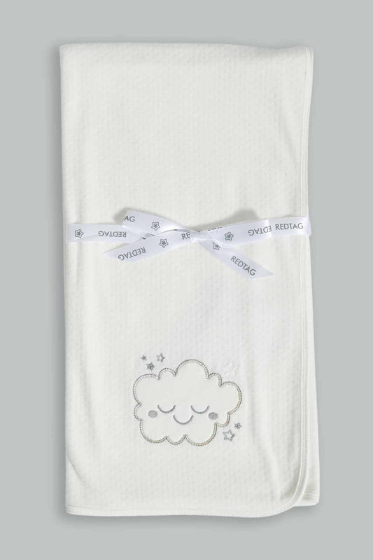 Redtag-Knit-Sweater-Blanket-Emb-White-Category:Newborn-Accessories,-Colour:Yellow,-Deals:New-In,-Dept:New-Born,-Filter:Baby-(0-to-12-Mths),-NBF-Newborn-Accessories,-New-In-NBF-APL,-Non-Sale,-Section:Boys-(0-to-14Yrs),-W22B-Baby-0 to 12 Months